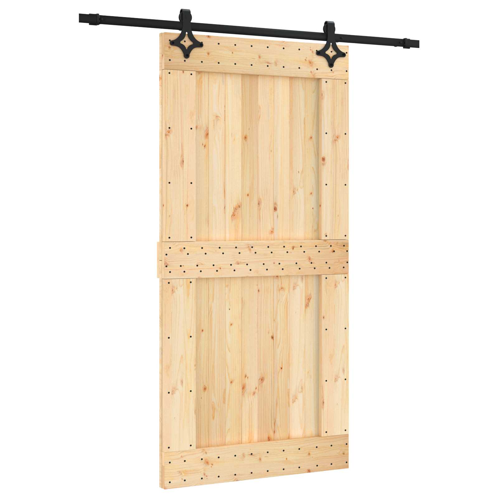 Csúszó ajtó természetes és fekete 100 x 210 cm szilárd fenyőfa