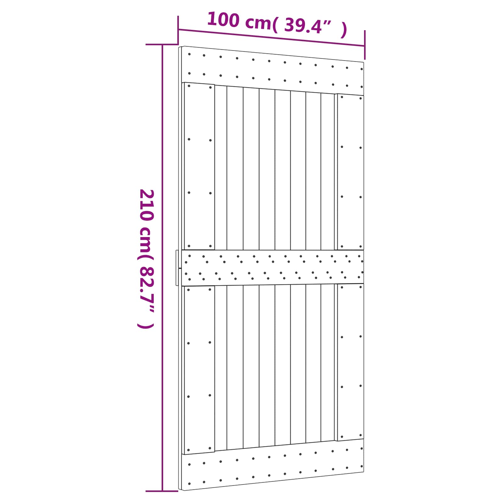 Csúszó ajtó természetes és fekete 100 x 210 cm szilárd fenyőfa