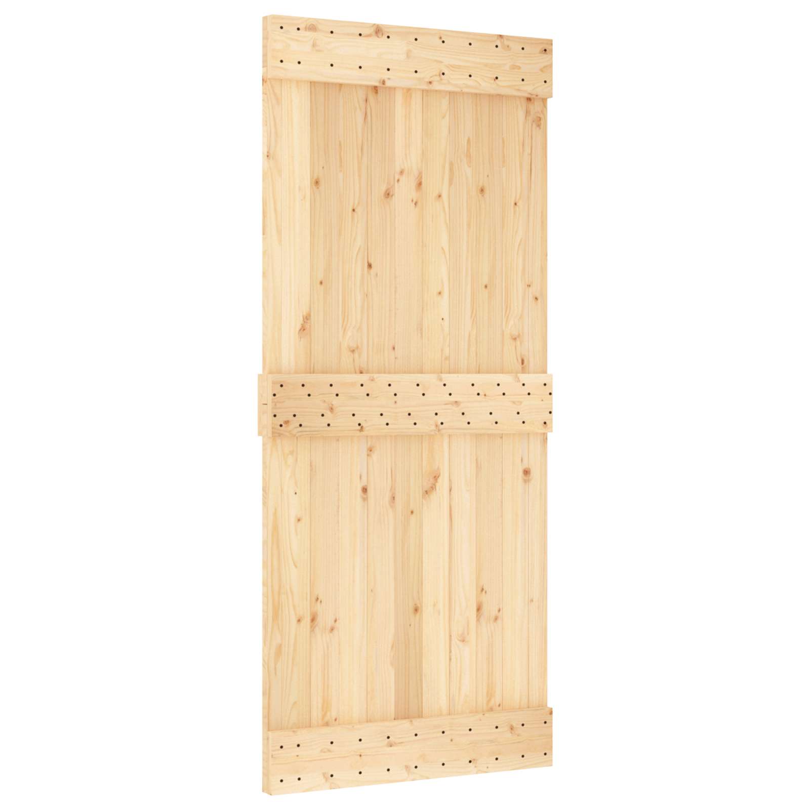 Csúszó ajtó természetes és fehér 90 x 210 cm szilárd fenyőfa
