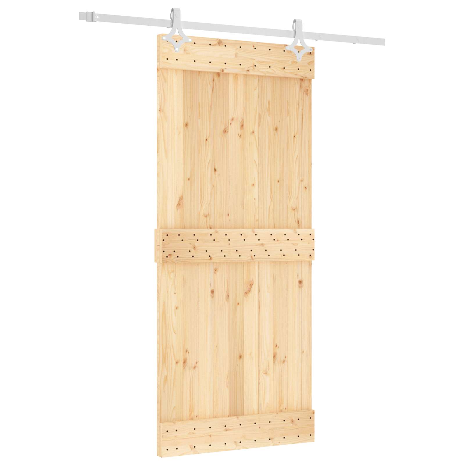 Csúszó ajtó természetes és fehér 90 x 210 cm szilárd fenyőfa