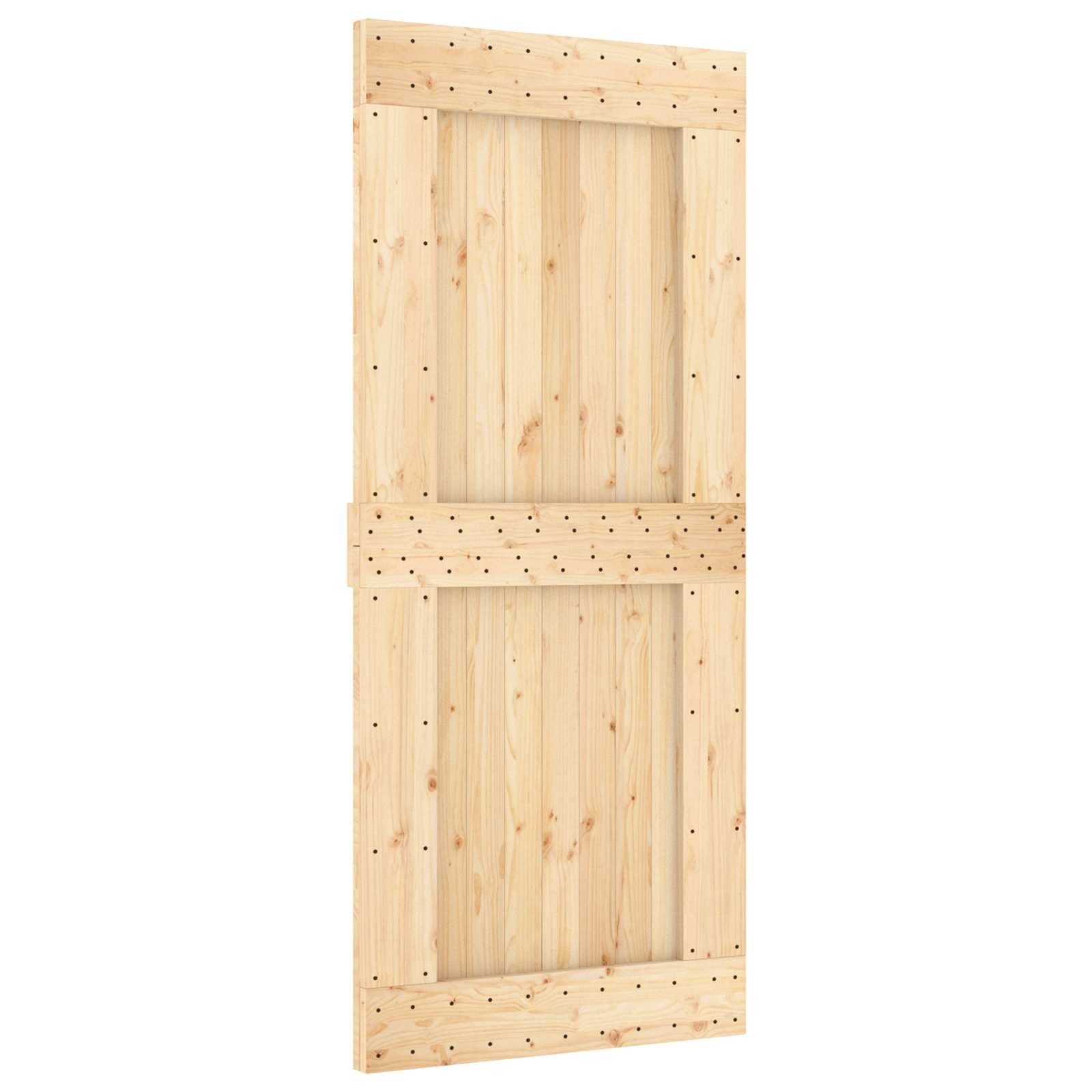 Csúszó ajtó természetes és fehér 90 x 210 cm szilárd fenyőfa