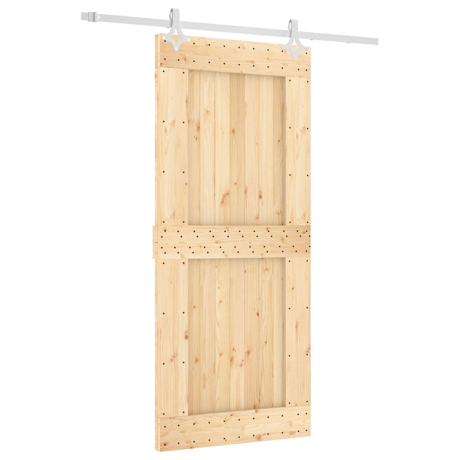 Csúszó ajtó természetes és fehér 90 x 210 cm szilárd fenyőfa