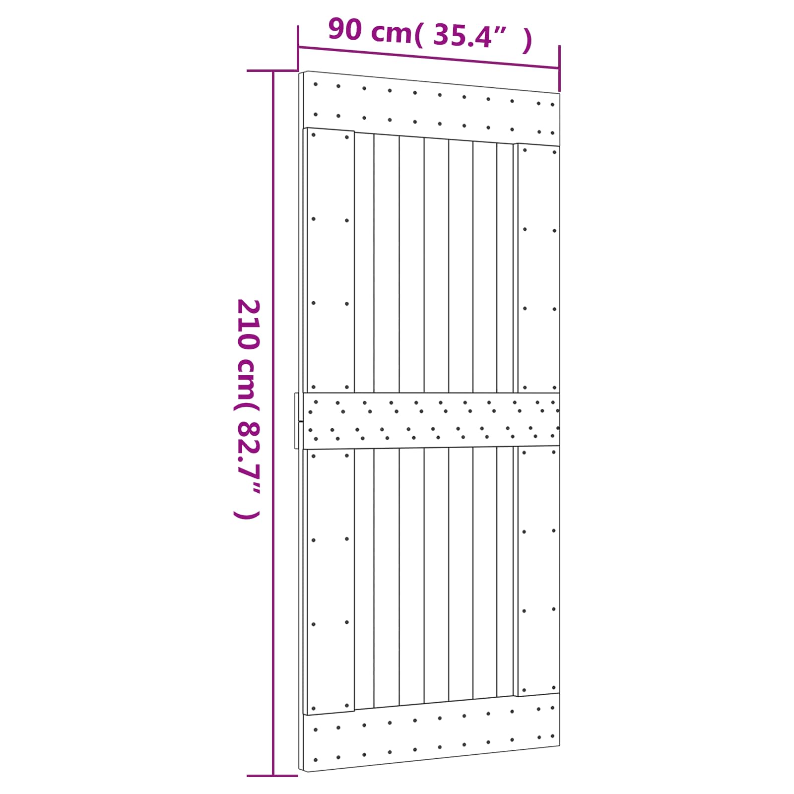 Csúszó ajtó természetes és fehér 90 x 210 cm szilárd fenyőfa