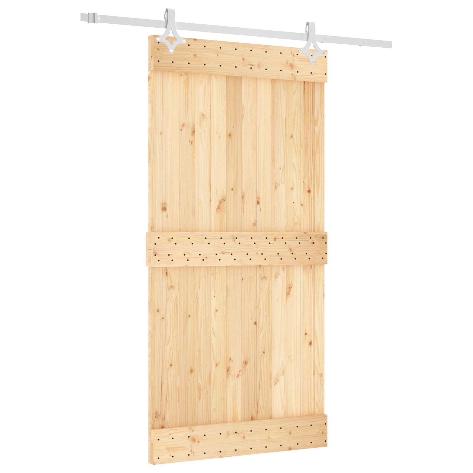Csúszó ajtó természetes és fehér 100 x 210 cm szilárd fenyőfa