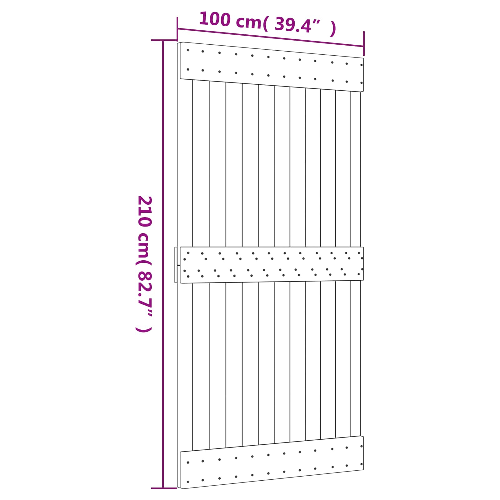 Csúszó ajtó természetes és fehér 100 x 210 cm szilárd fenyőfa