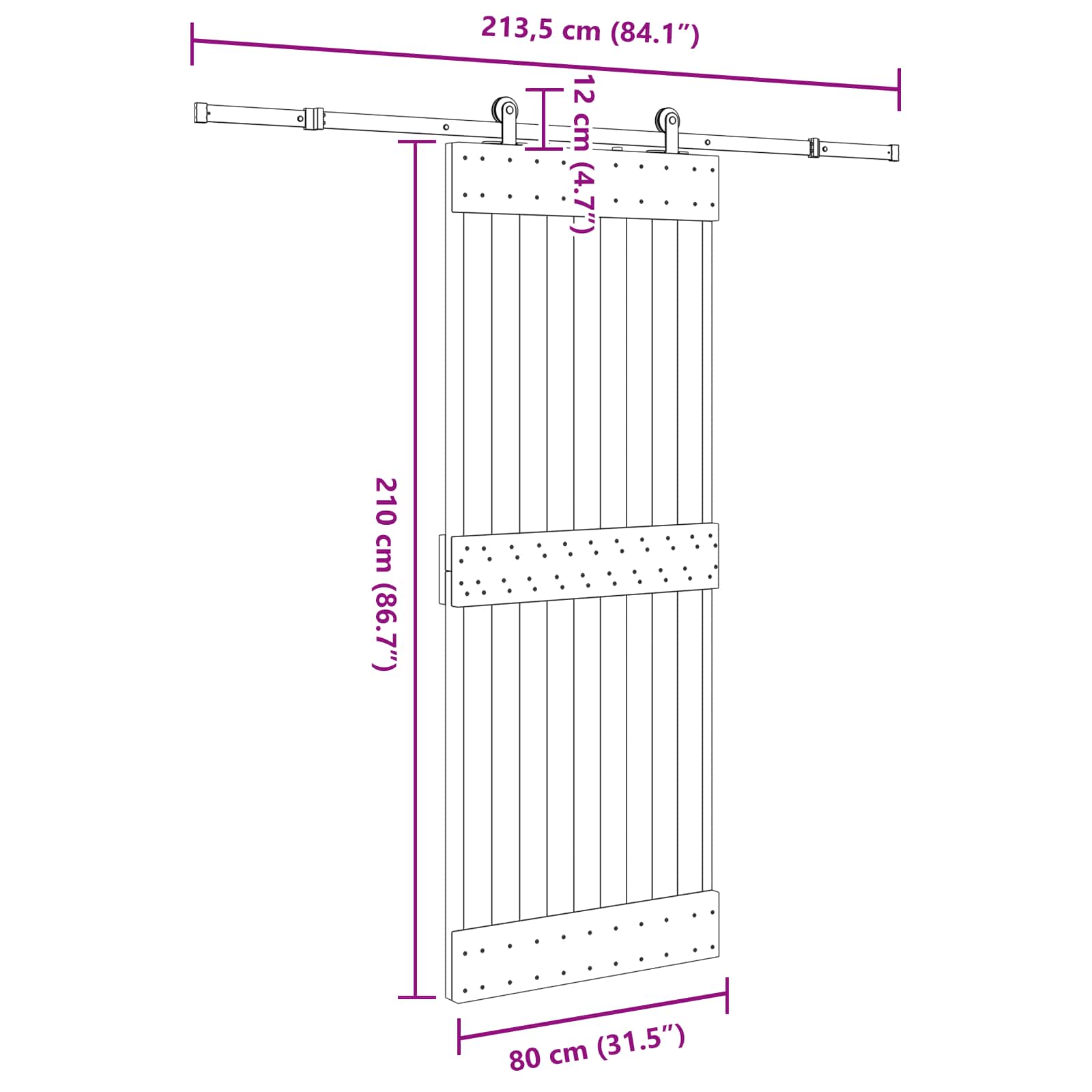 Csúszó ajtó narvik 80 x 210 cm (213,5 cm) természetes és fekete