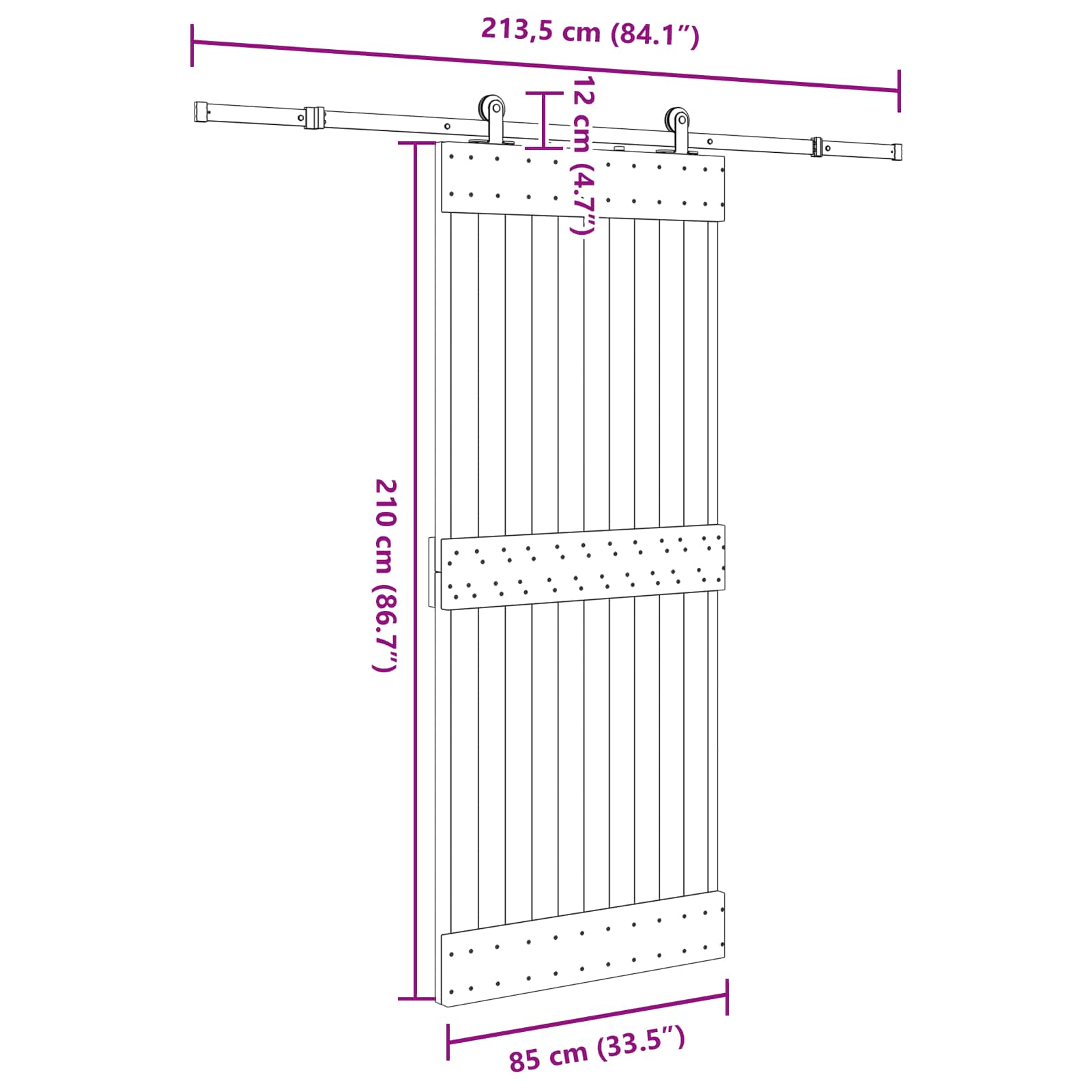 Csúszó ajtó narvik 85 x 210 cm (213,5 cm) természetes és fekete