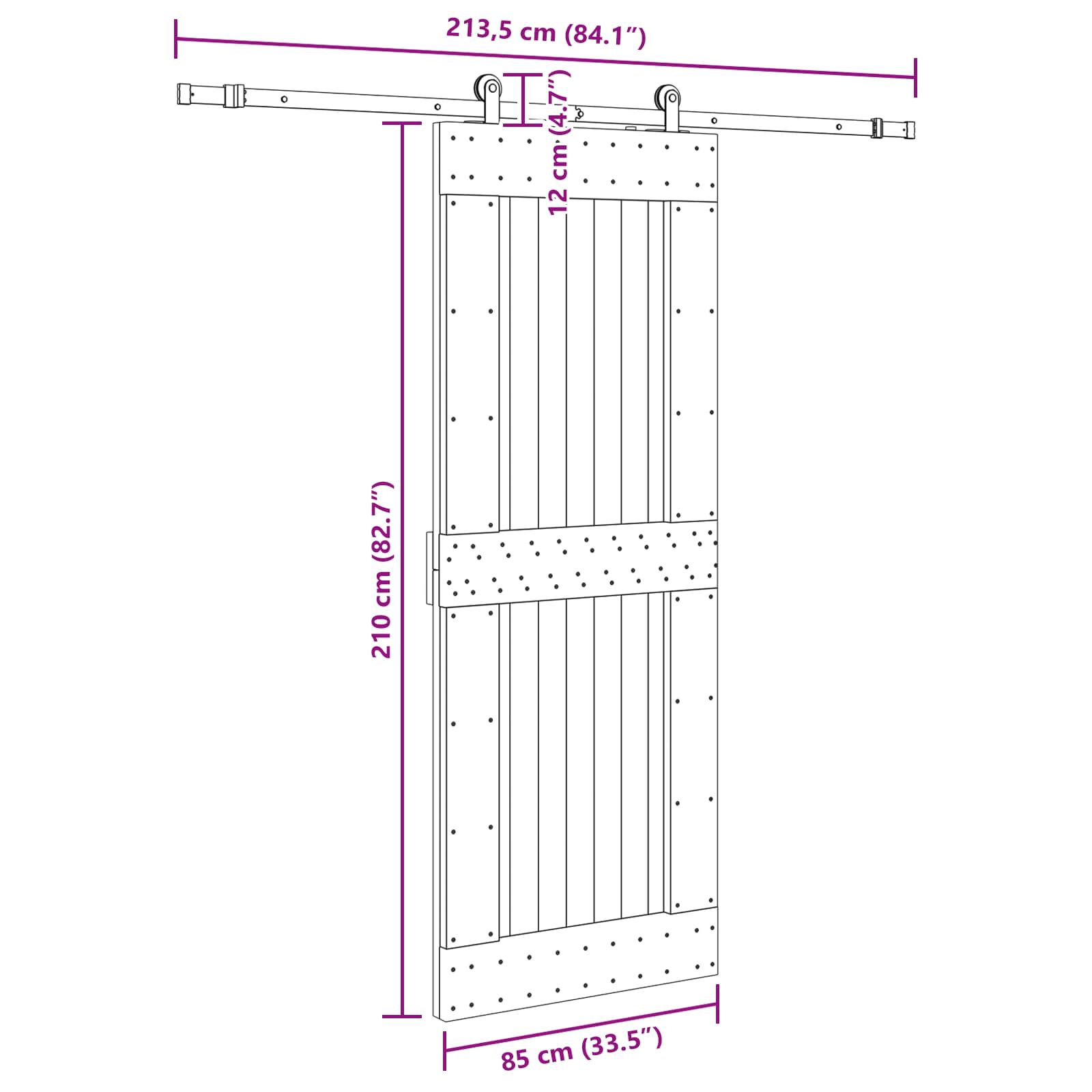 Csúszó ajtó narvik 85 x 210 cm (213,5 cm) természetes és fekete