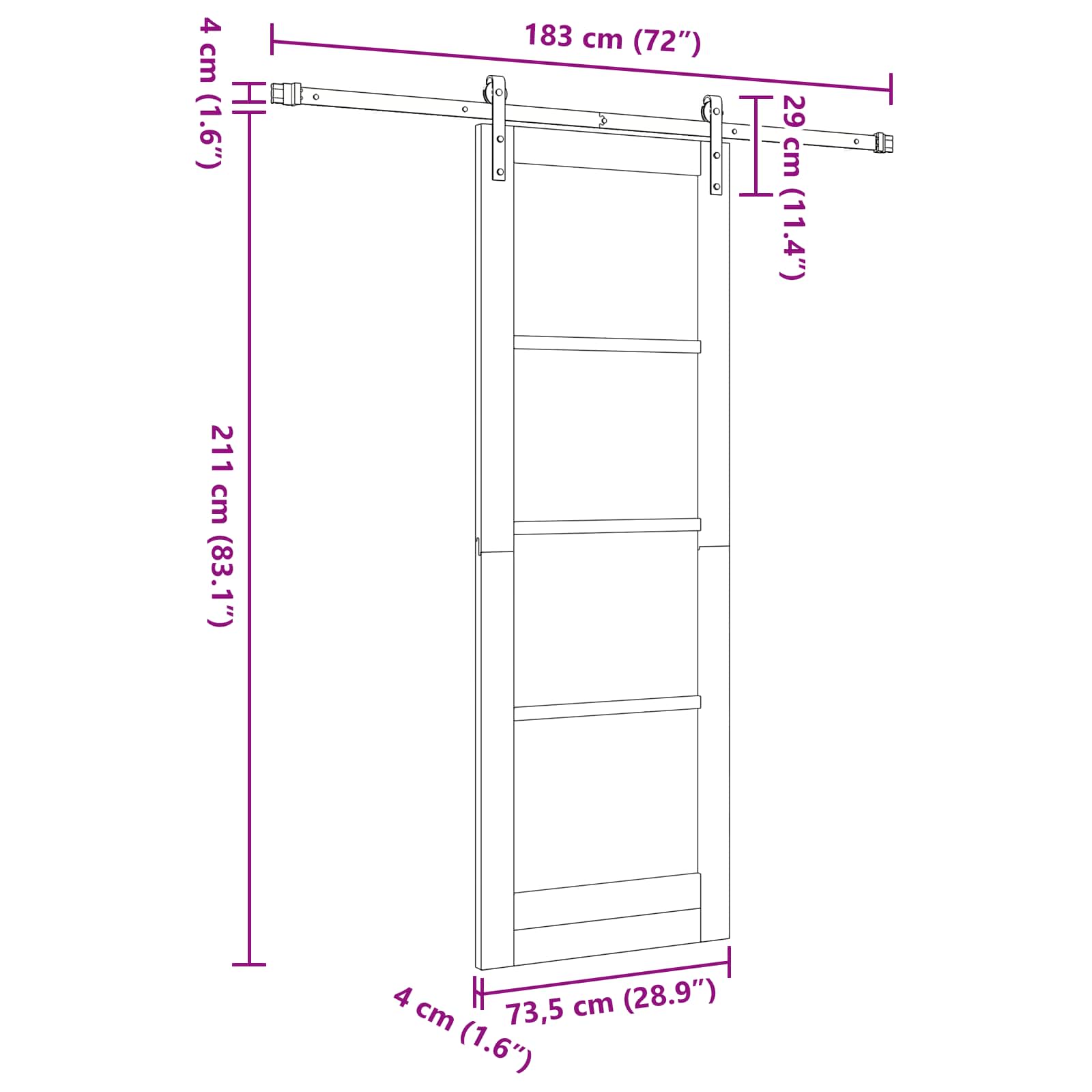Csúszó ajtó természetes és fehér 73,5 x 211 cm tömör fenyőfa