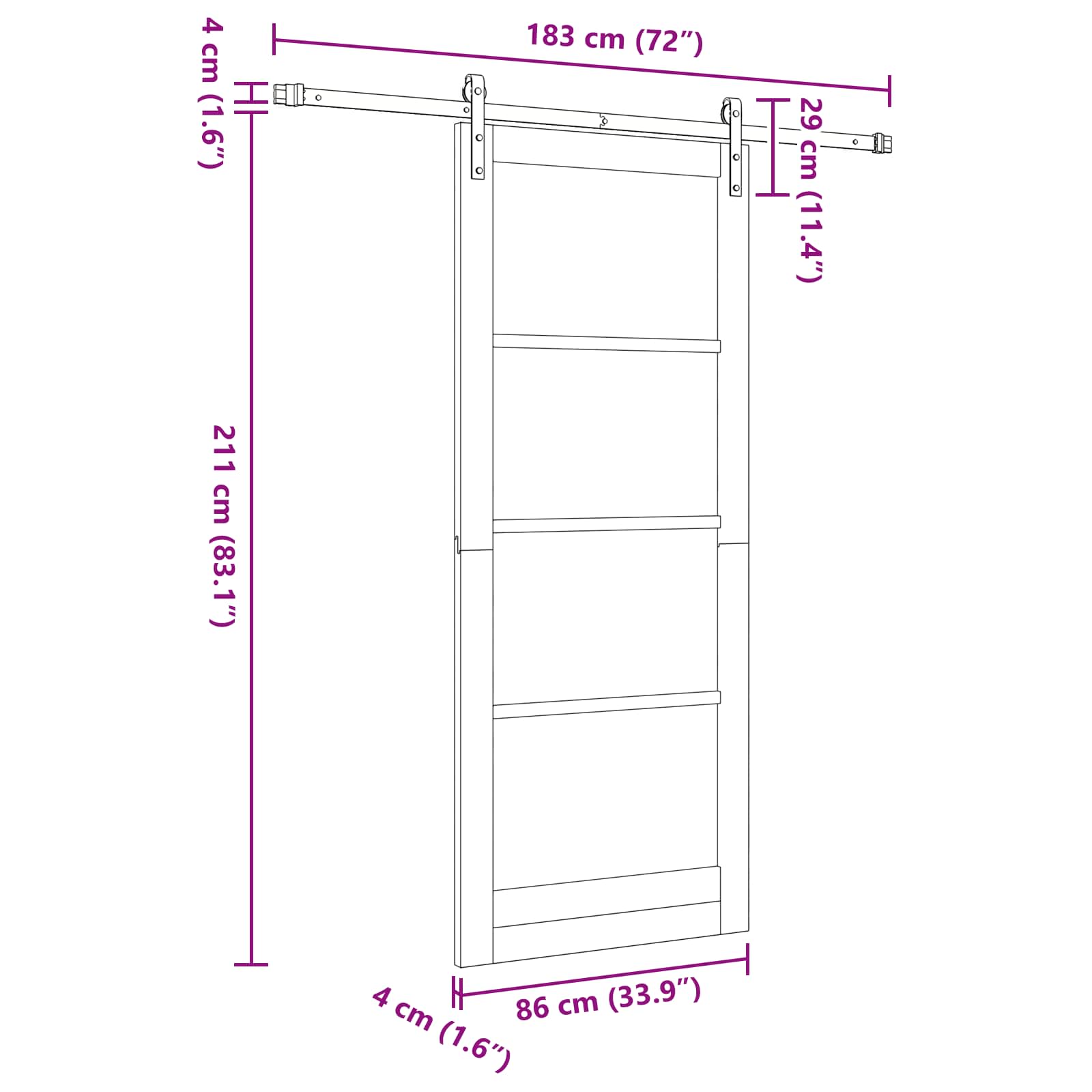 Csúszó ajtó természetes és fehér 86 x 211 cm tömör fenyőfa