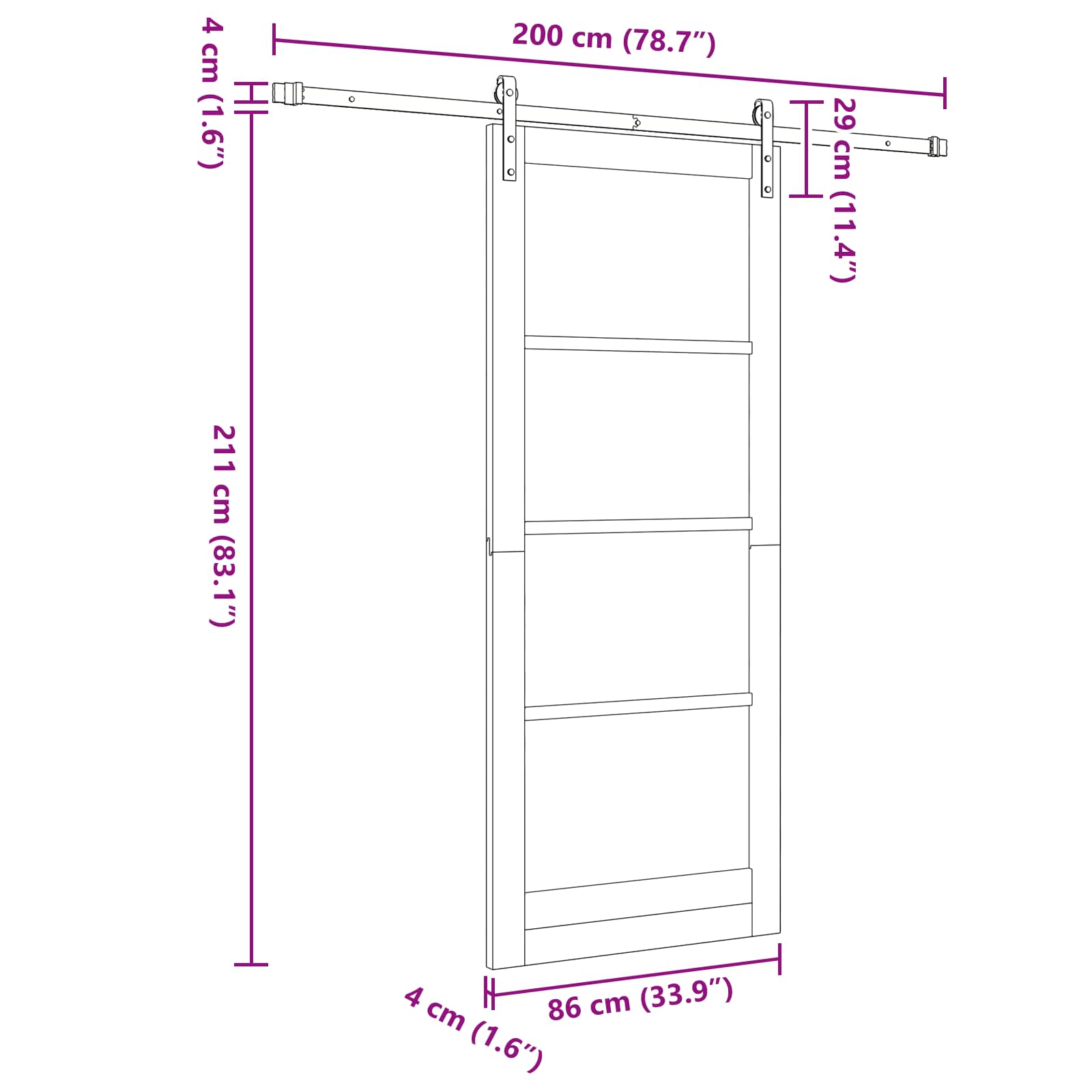 Csúszó ajtó természetes és fehér 86 x 211 cm tömör fenyőfa