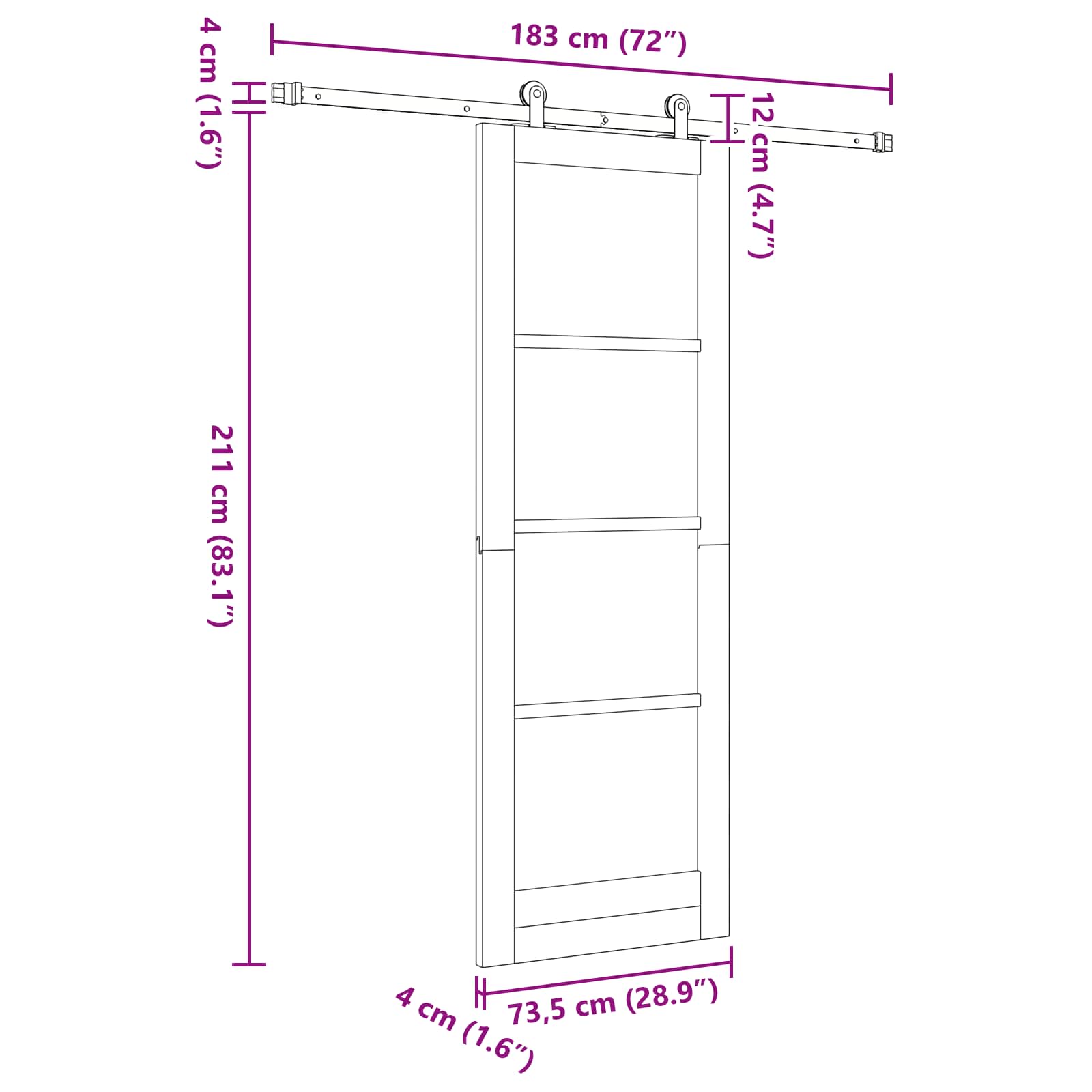 Csúszó ajtó természetes és fehér 73,5 x 211 cm tömör fenyőfa