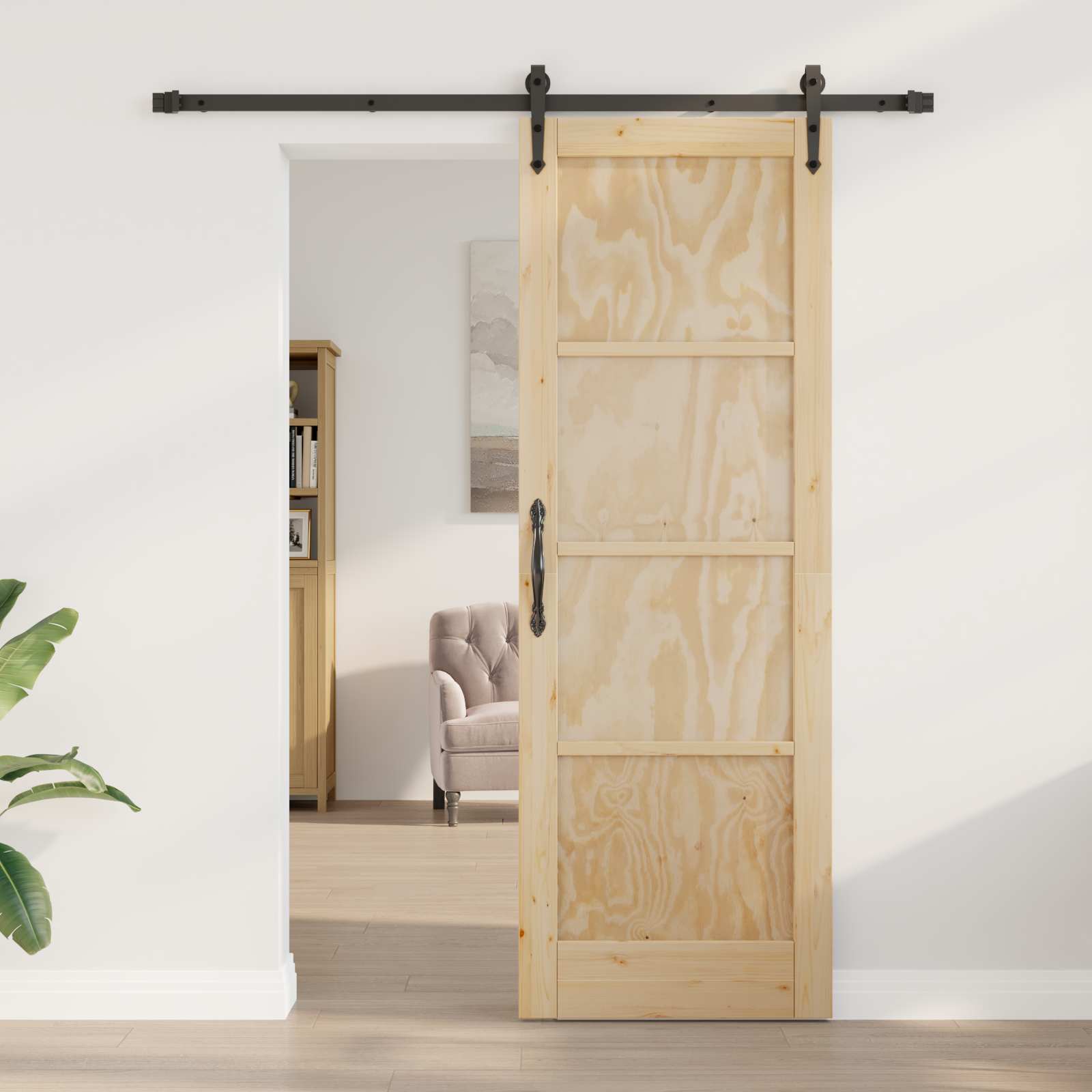 Csúszó ajtó orkdal természetes és fekete 73,5 x 211 cm