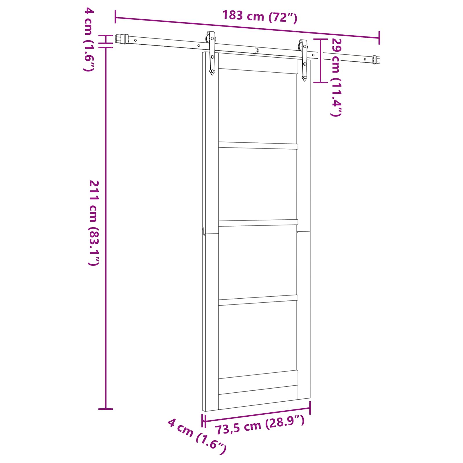 Csúszó ajtó orkdal természetes és fekete 73,5 x 211 cm