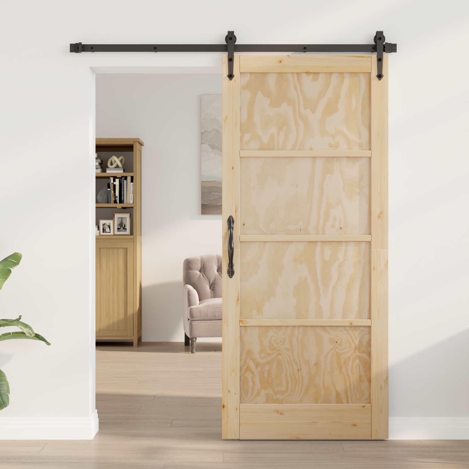 Csúszó ajtó orkdal természetes és fekete 86 x 211 cm