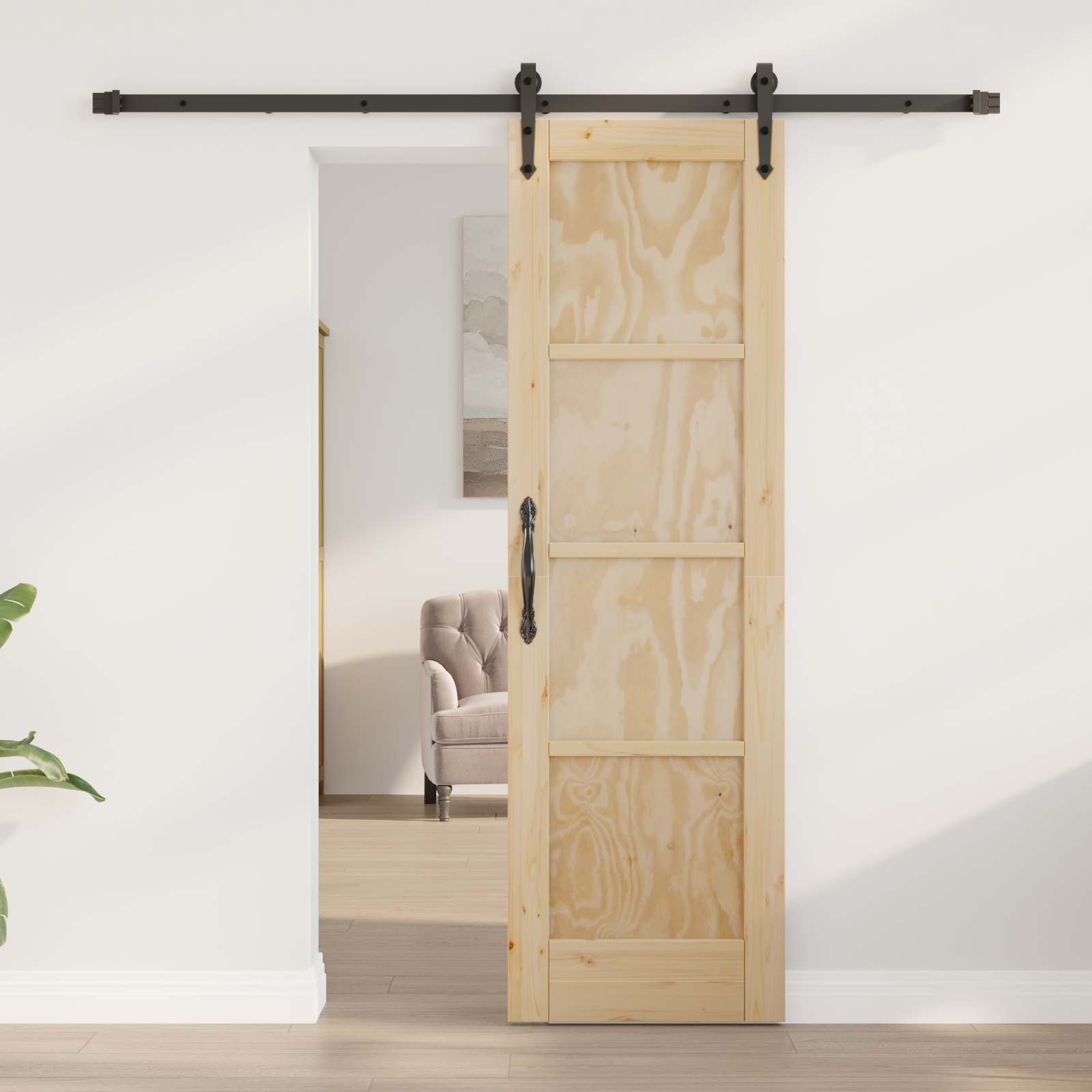 Csúszó ajtó orkdal természetes és fekete 61 x 198,5 cm