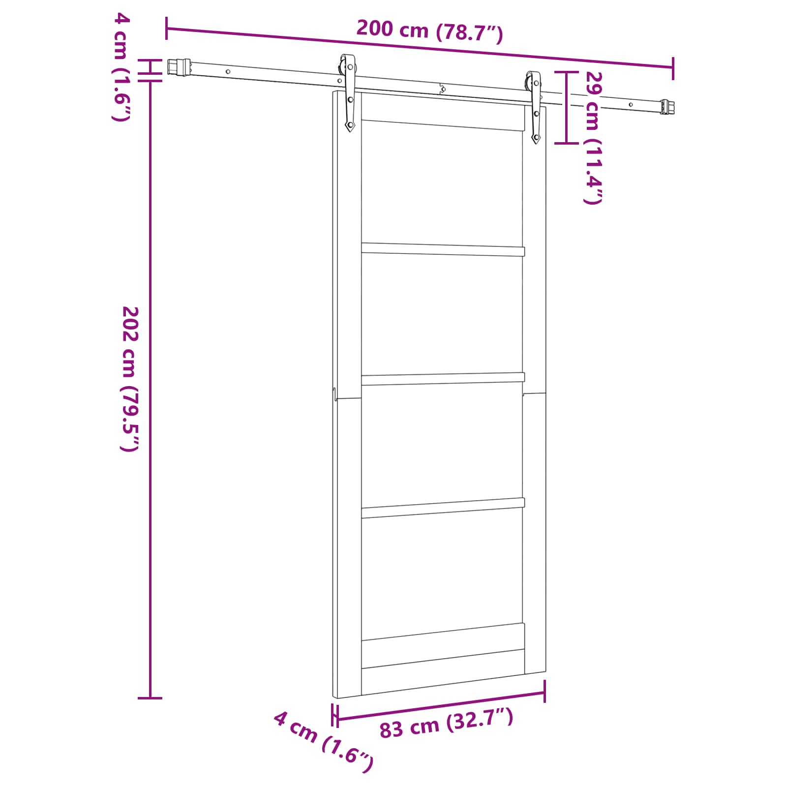 Csúszó ajtó orkdal fehér és fekete 83 x 202 cm tömör fenyőfa