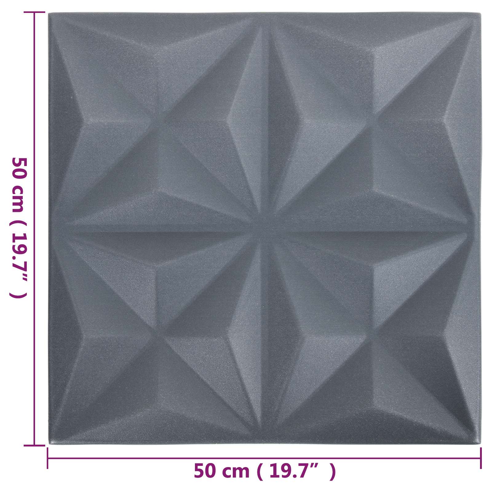 Fali panelek 24 pcs origami szürke 50 x 50 cm xps hab