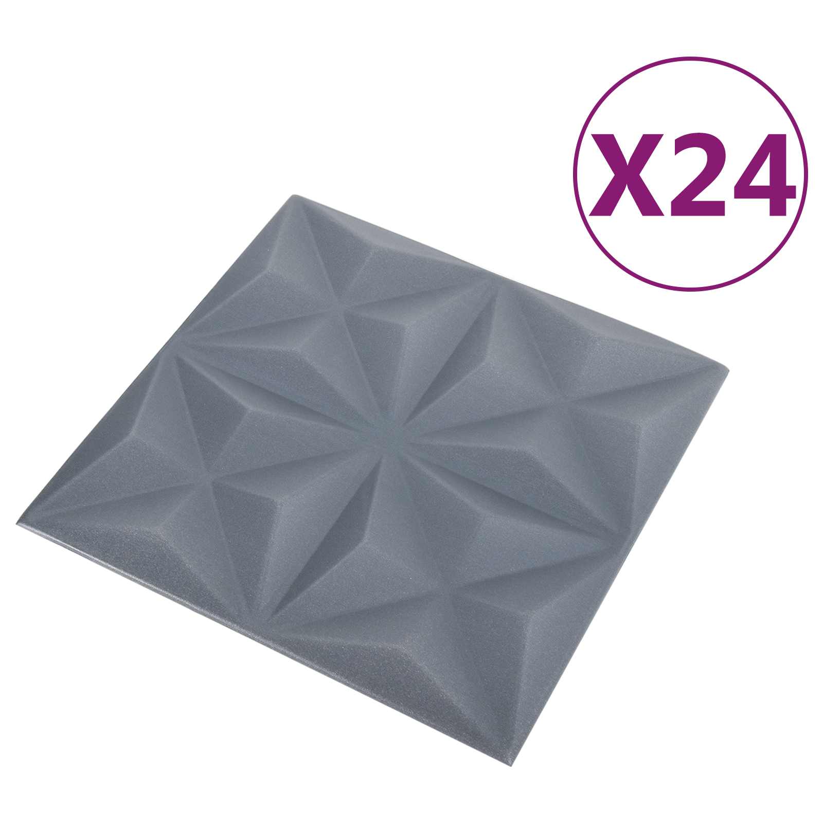 Fali panelek 24 pcs origami szürke 50 x 50 cm xps hab