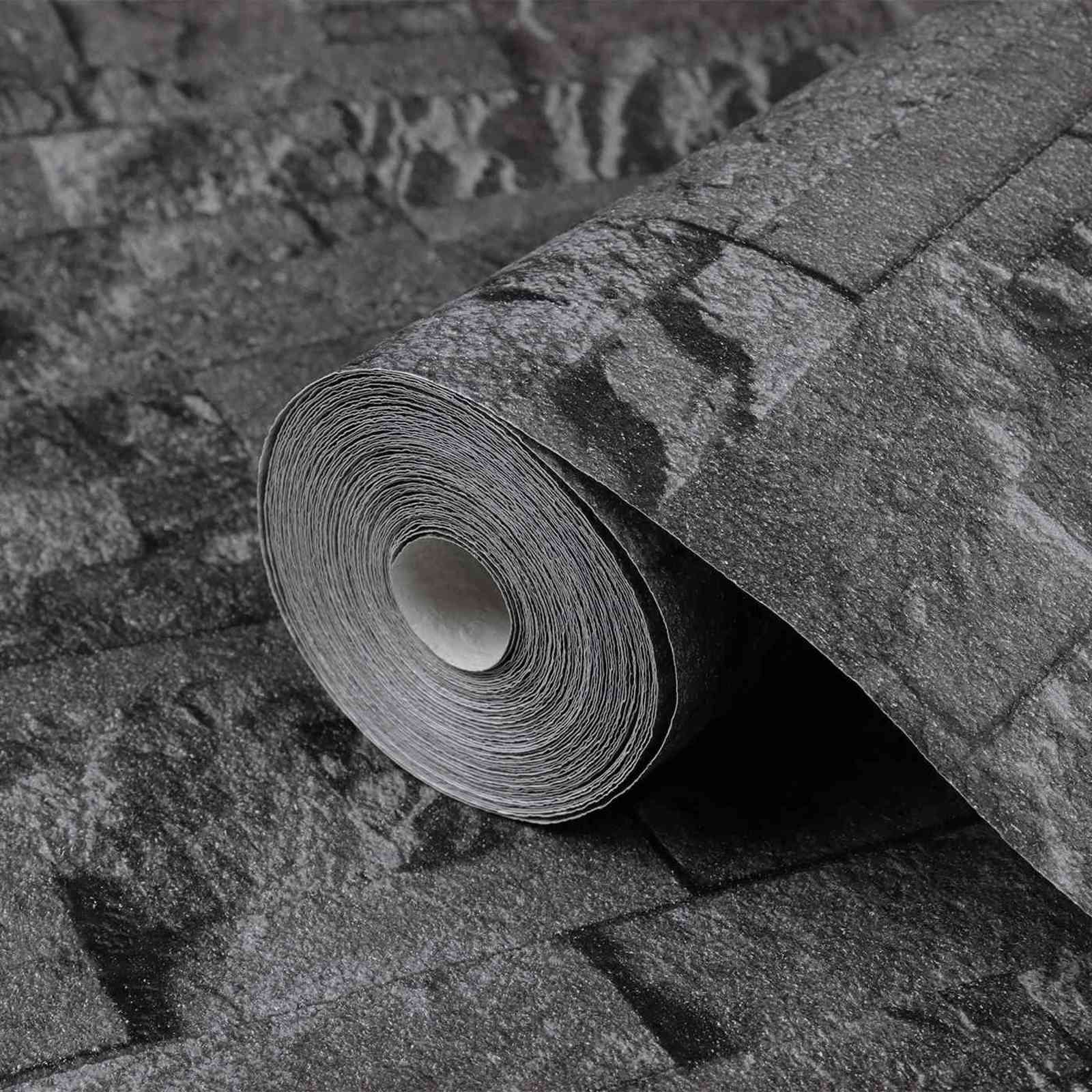3d kő tapéta fekete 10 x 0,53 m nem szőtt szövet