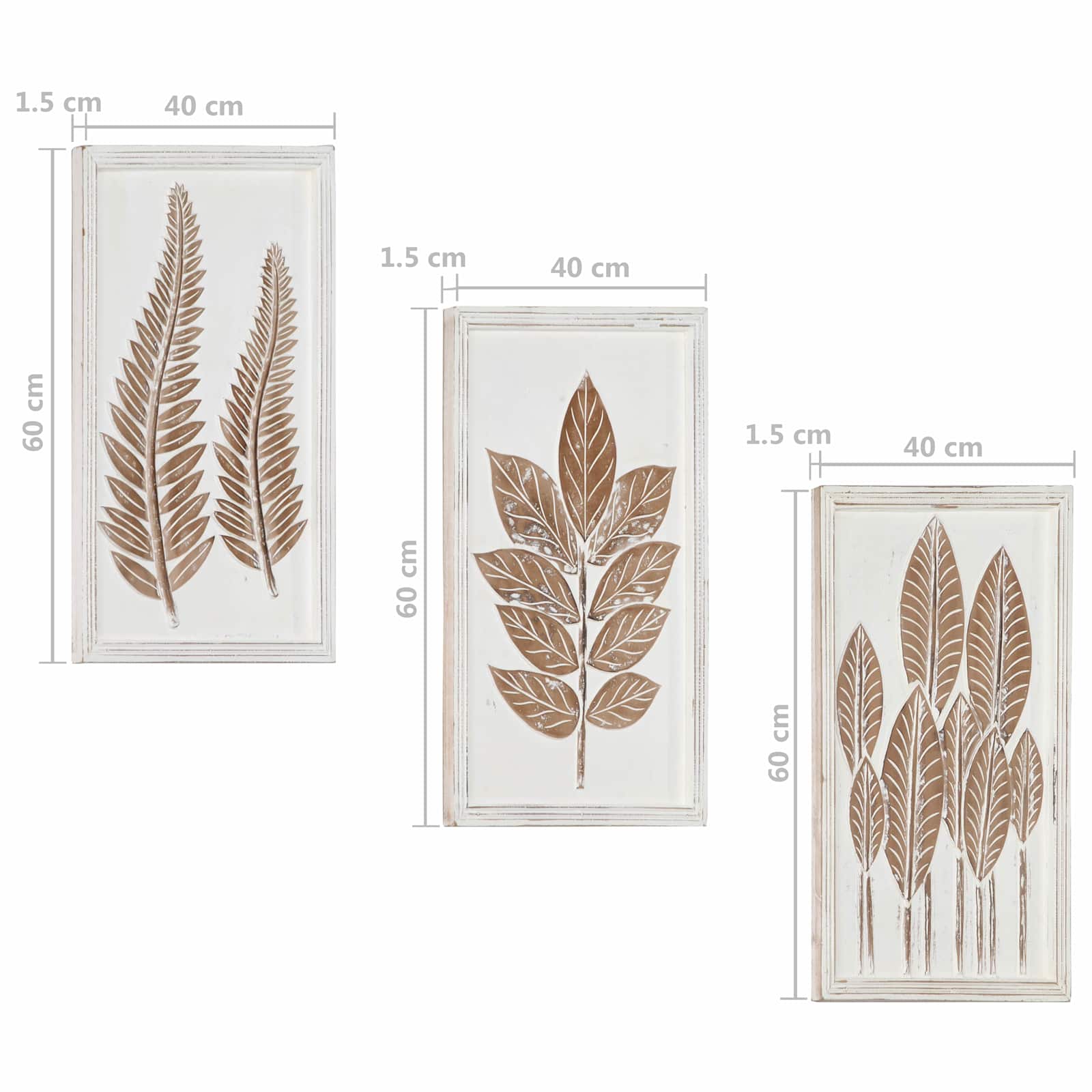 Művészeti dekoráció 3 pcs barna és fehér 40 x 40 x 1,5 cm