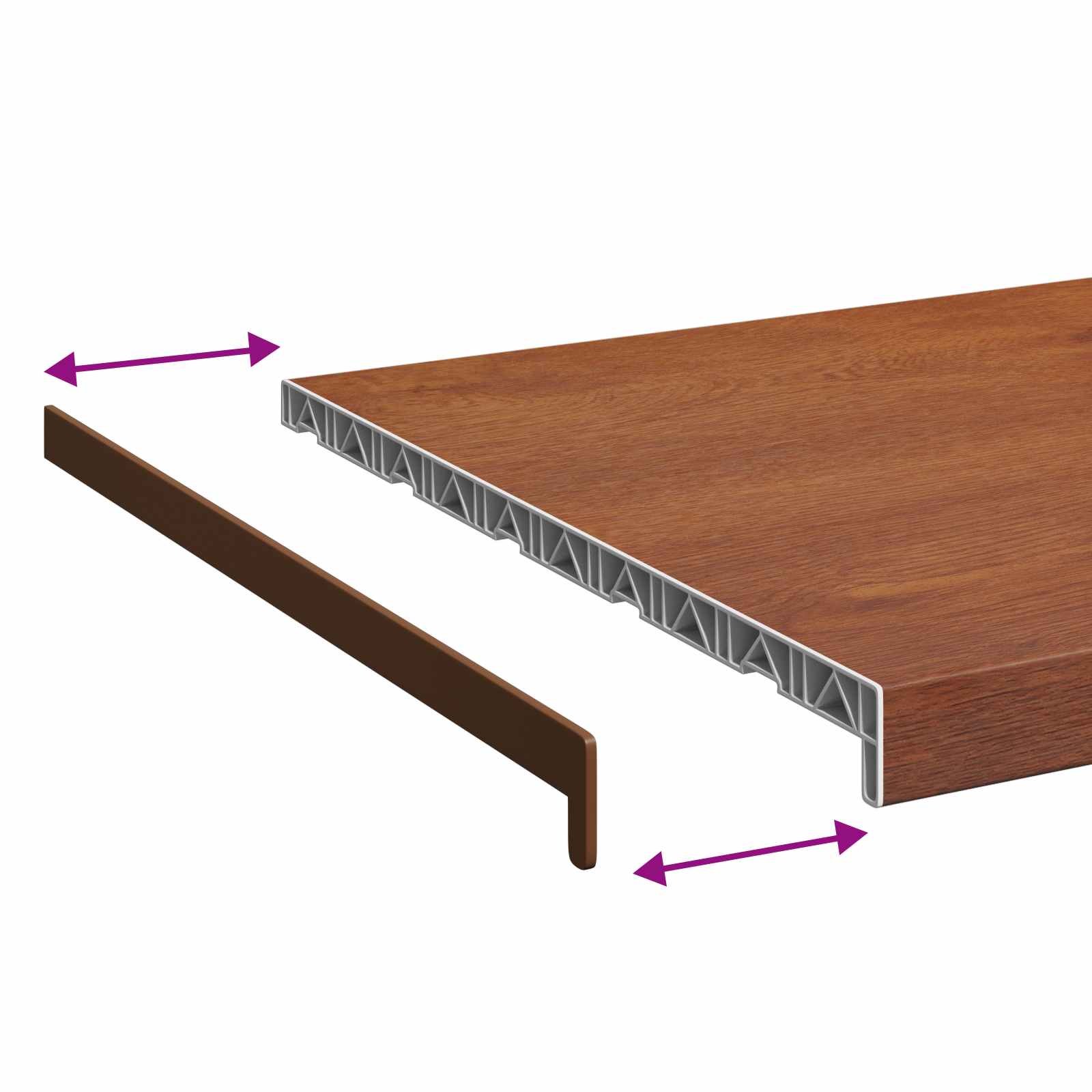 Ablakpárkány barna fa 140 x 50 x 4,5 cm pvc