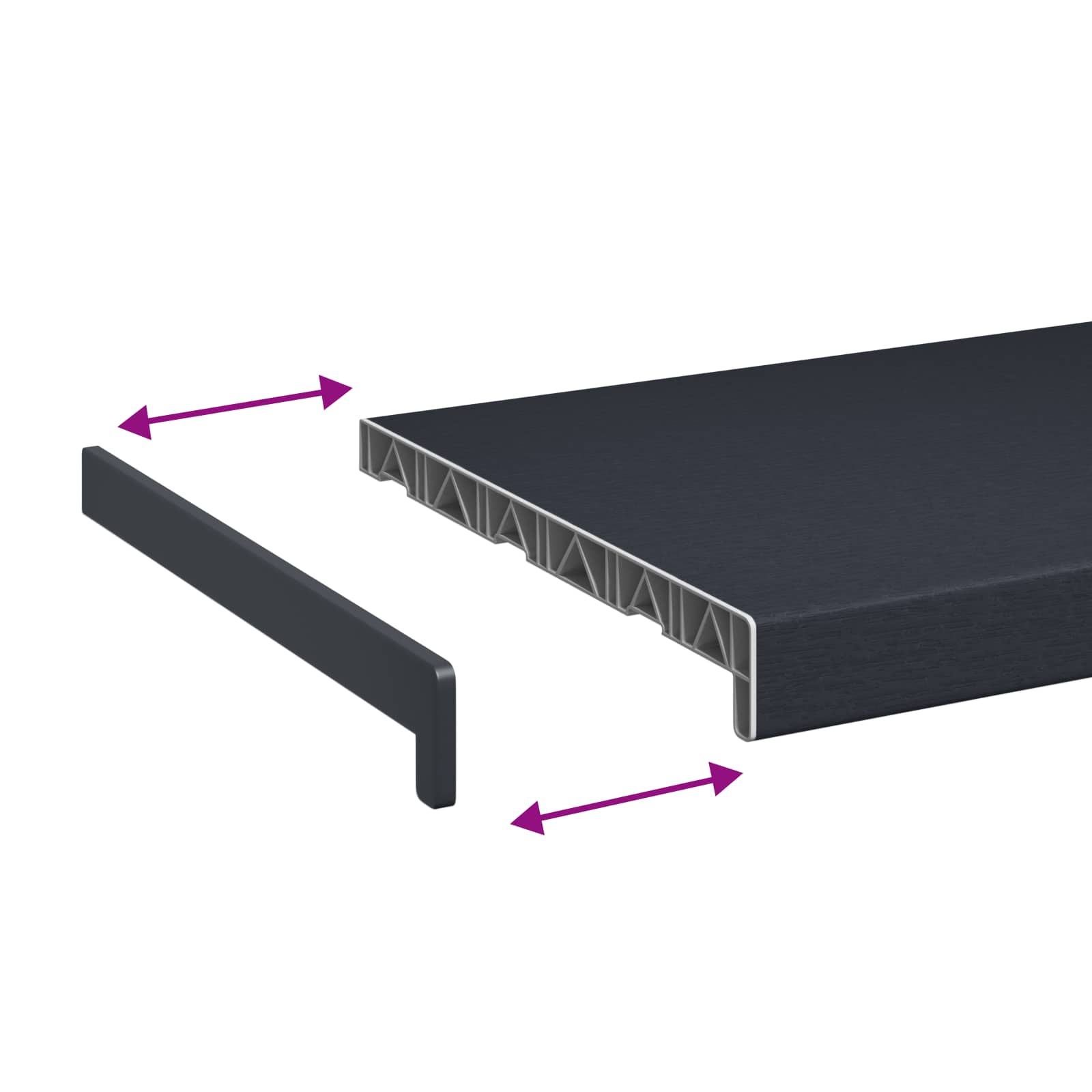 Ablakpárkány antracit fa erezettel 100 x 35 x 4,5 cm pvc
