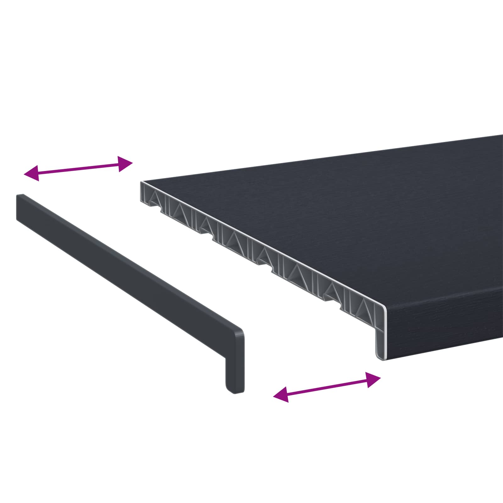 Ablakpárkány antracit fa erezettel 140 x 40 x 4,5 cm pvc