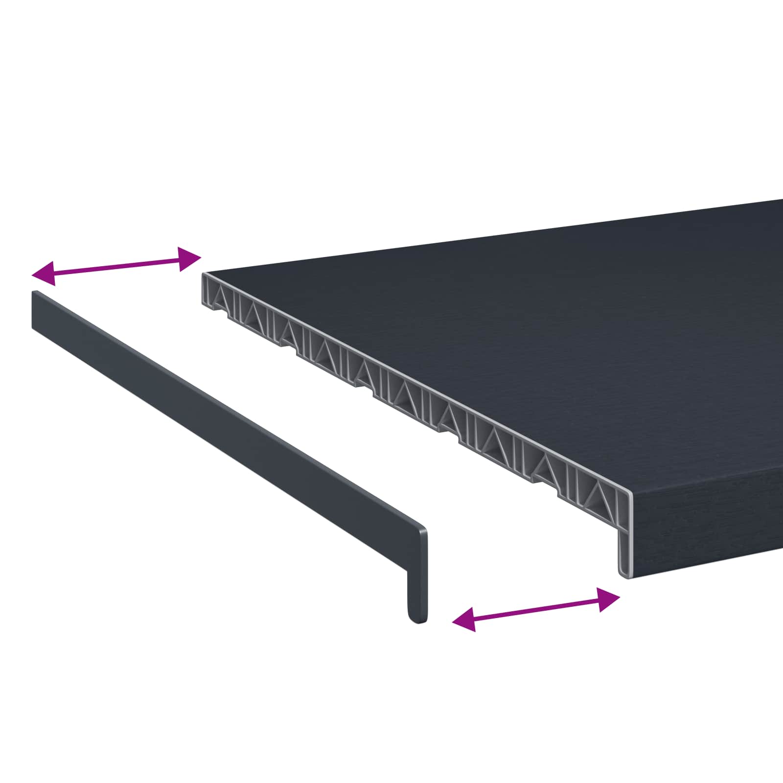Ablakpárkány antracit fa erezettel 140 x 50 x 4,5 cm pvc
