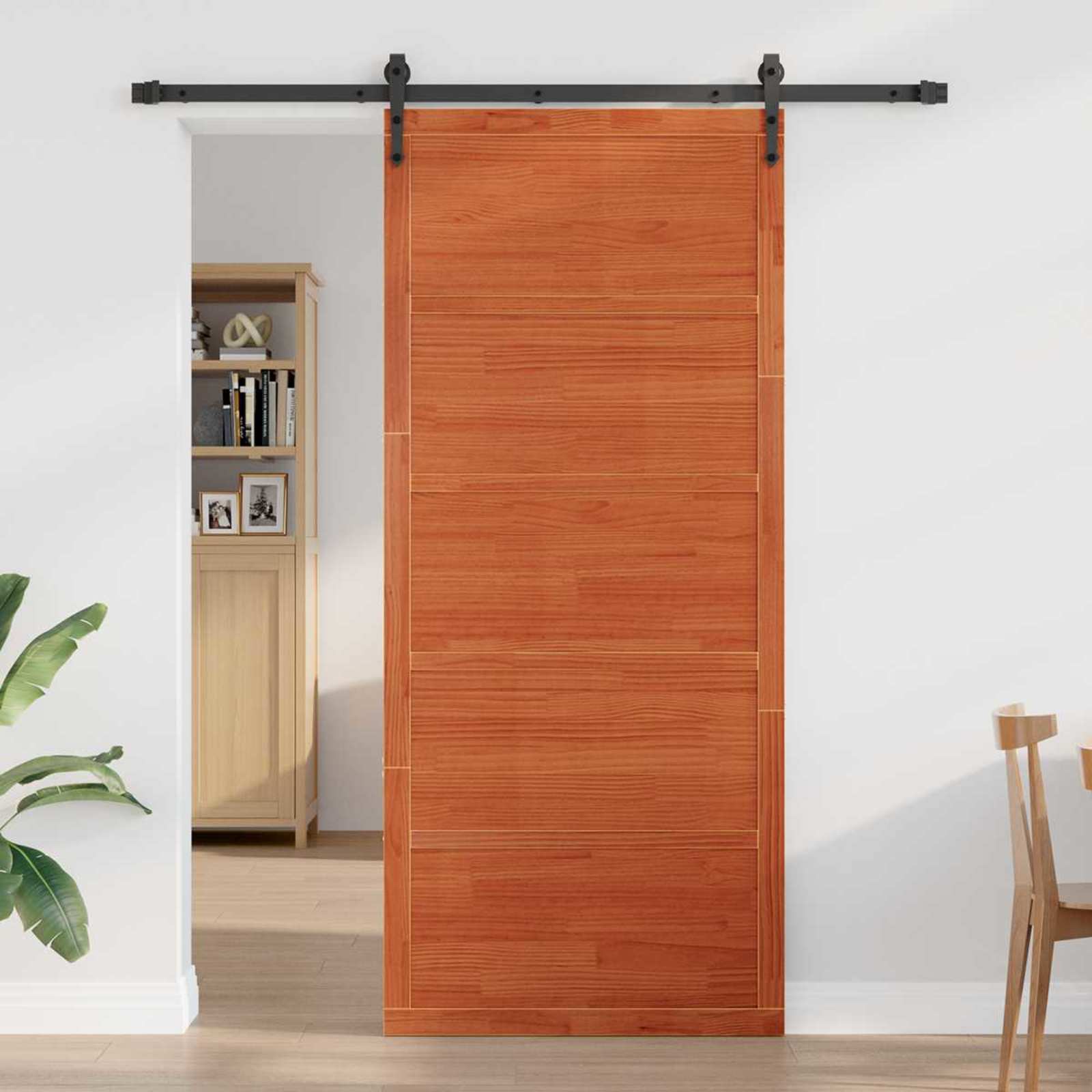 Istállóajtó viaszbarna 100 x 2,5 x 208 cm tömör fenyőfa