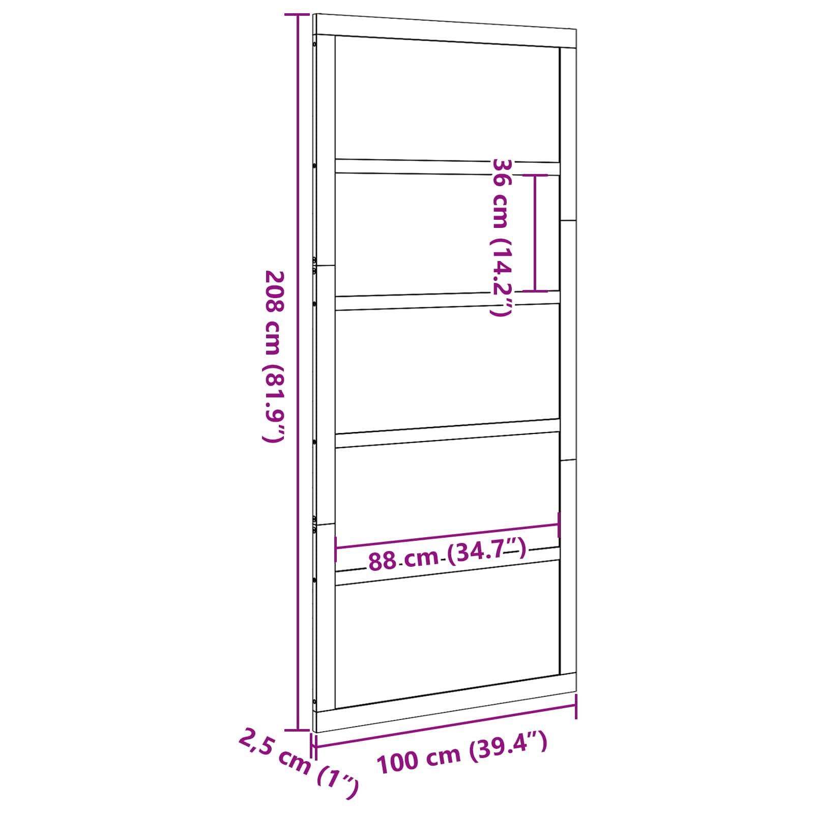 Istállóajtó viaszbarna 100 x 2,5 x 208 cm tömör fenyőfa