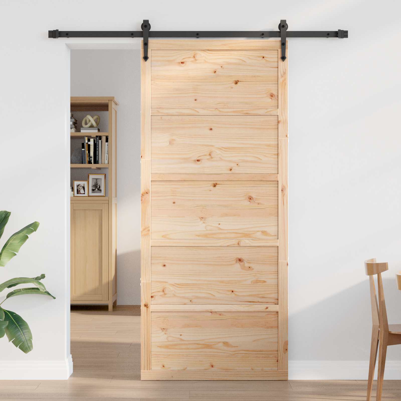 Istállóajtó természetes 90 x 2,5 x 208 cm tömör fenyőfa
