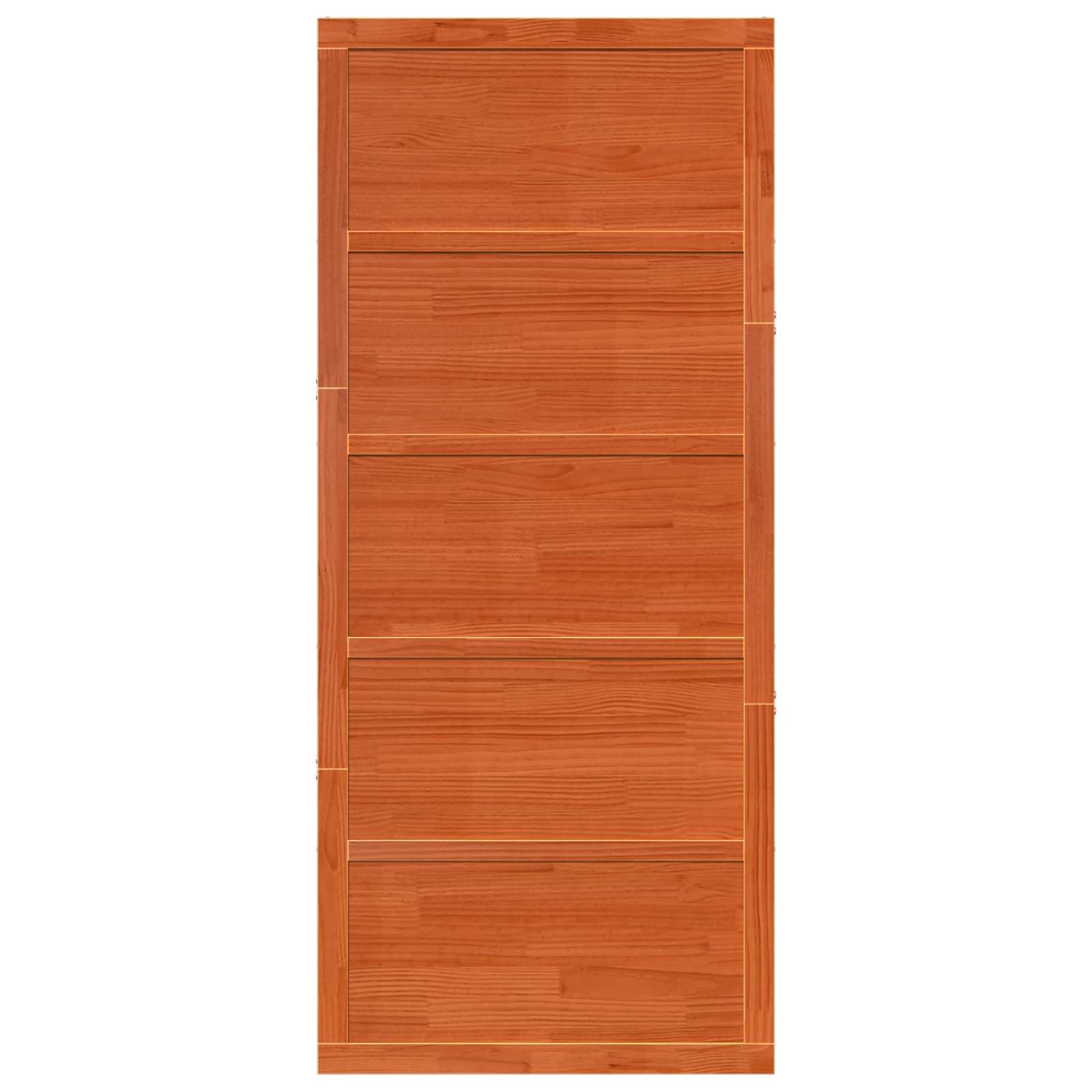 Istállóajtó viaszbarna 80 x 2,5 x 208 cm tömör fenyőfa