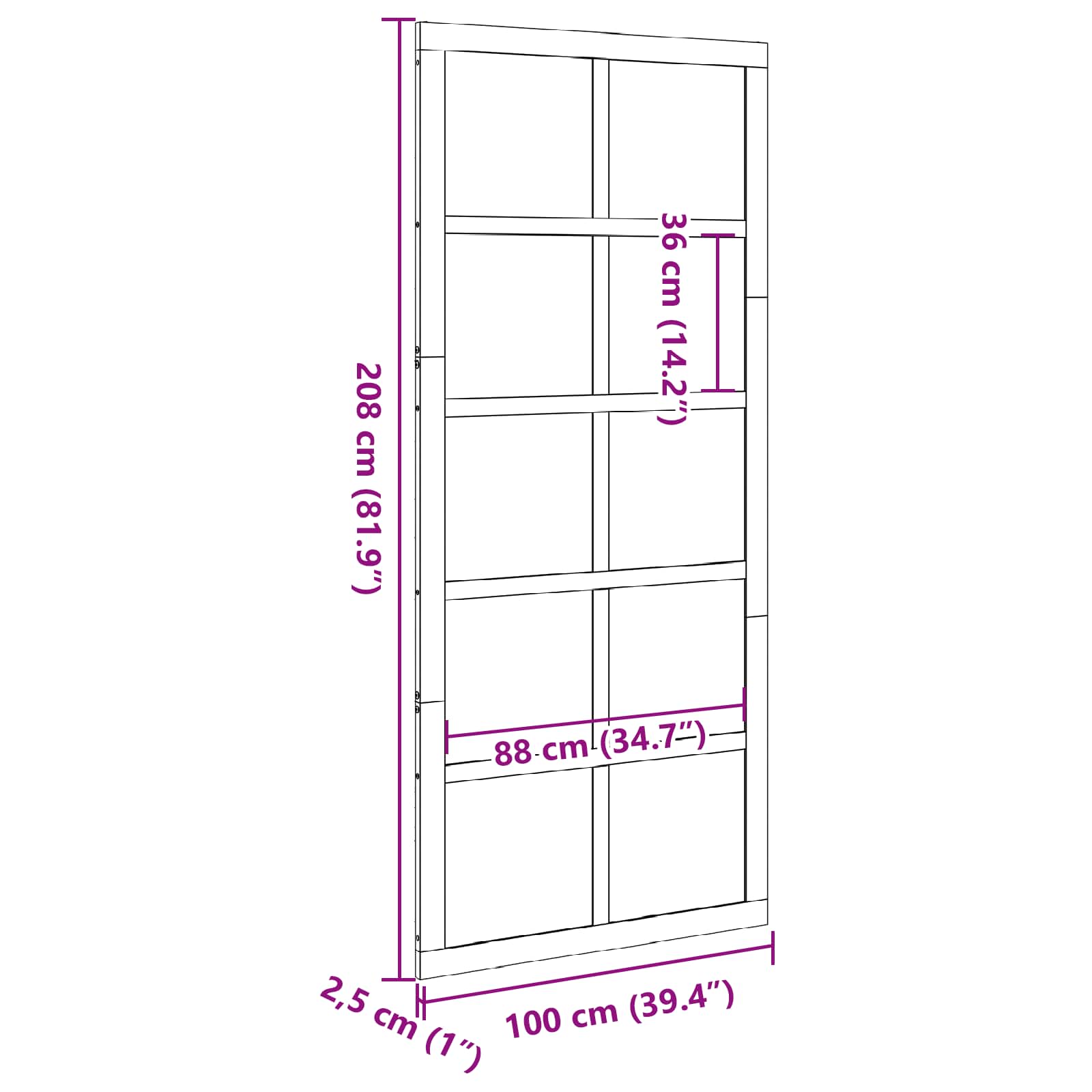 Istállóajtó viaszbarna 100 x 2,5 x 208 cm tömör fenyőfa