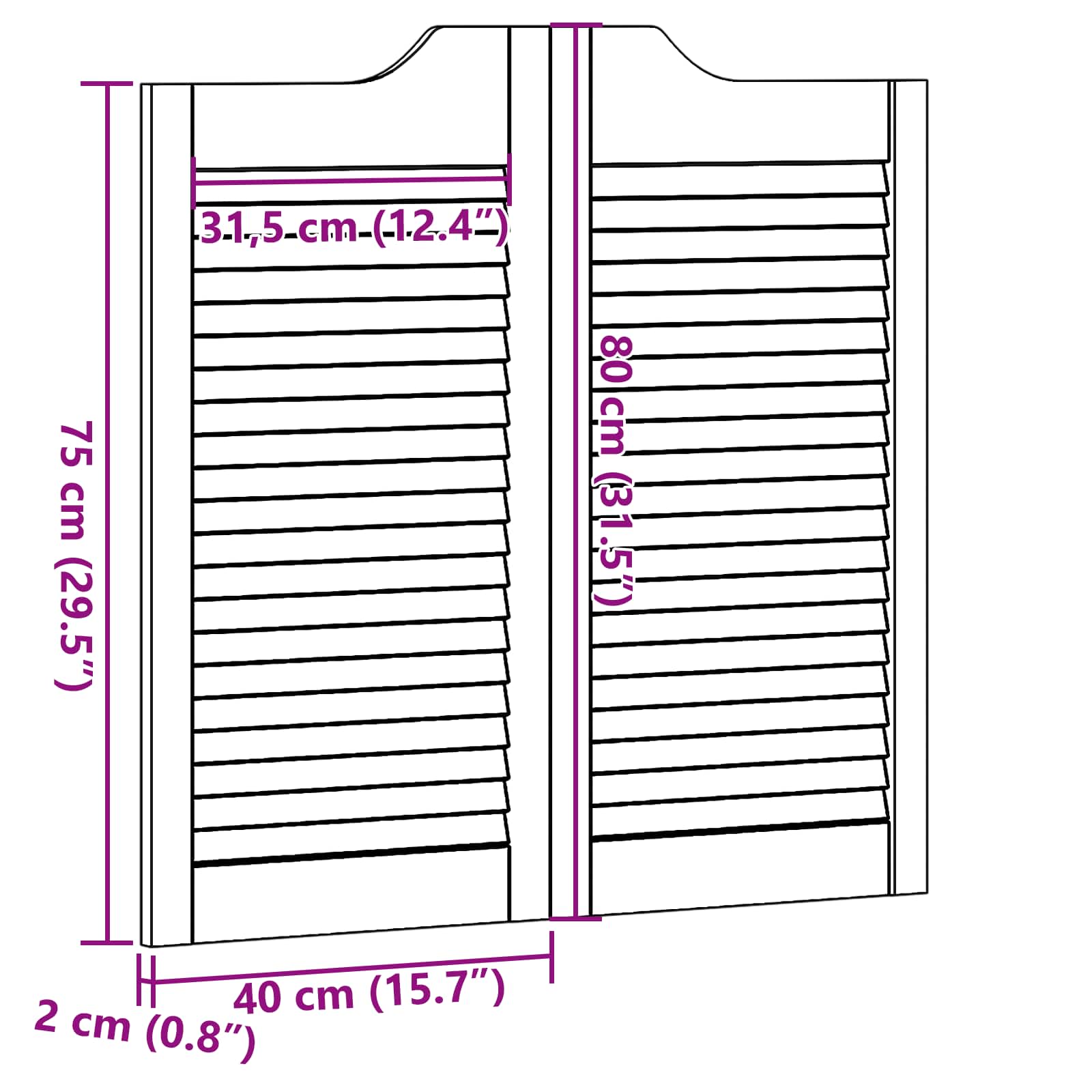 Lengő ajtók természetes 80 x 40 cm tömör fenyőfa