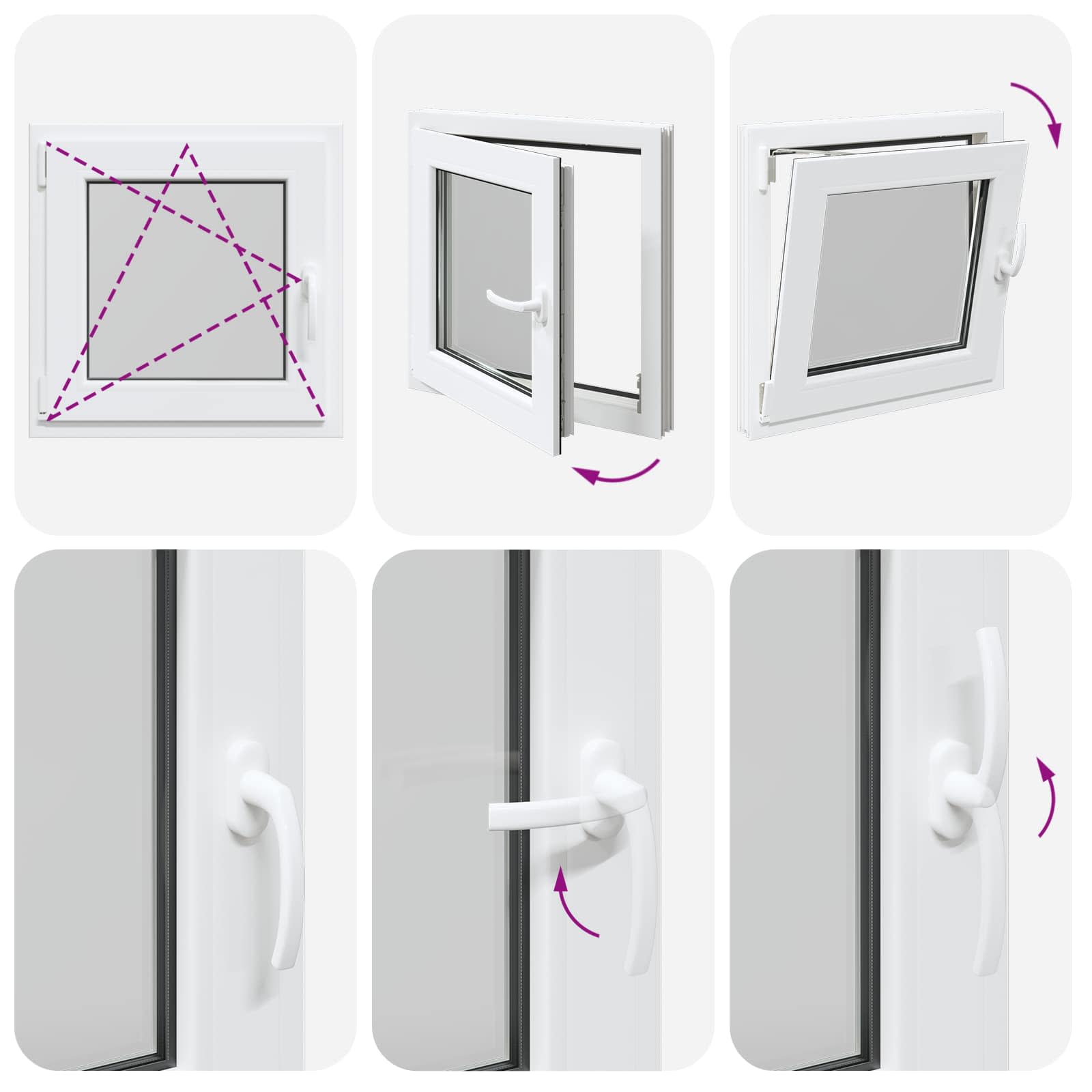 Pinceablak risor fehér 50 x 50 cm pvc és üveg