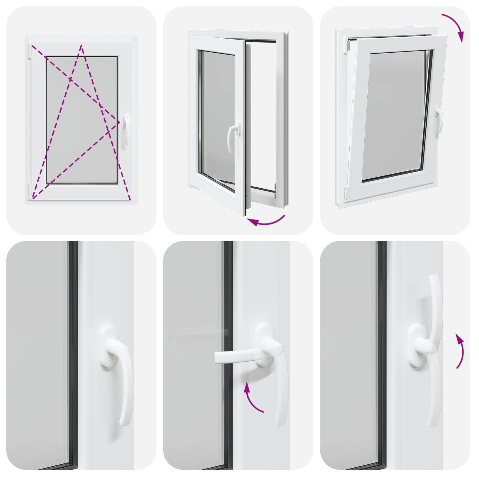 Pinceablak risor fehér 60 x 100 cm pvc és üveg