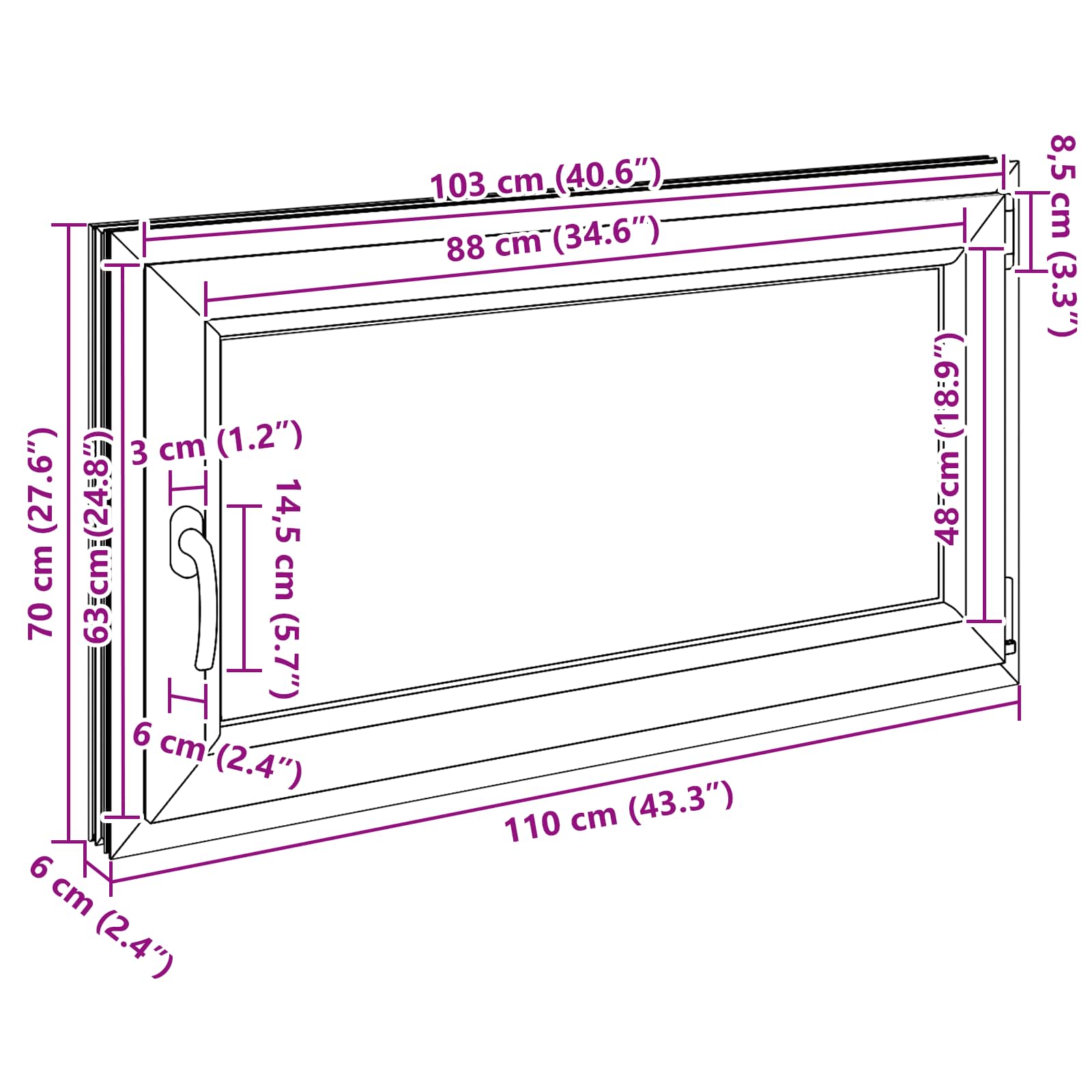 Pinceablak risor fehér 110 x 70 cm pvc és üveg