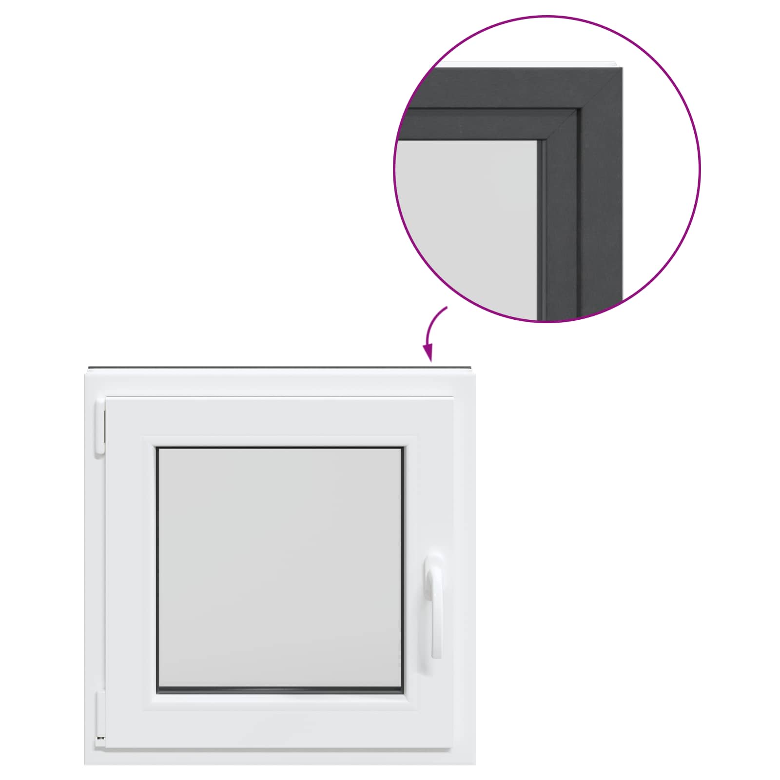 Pinceablak risor antracit 60 x 60 cm pvc és üveg