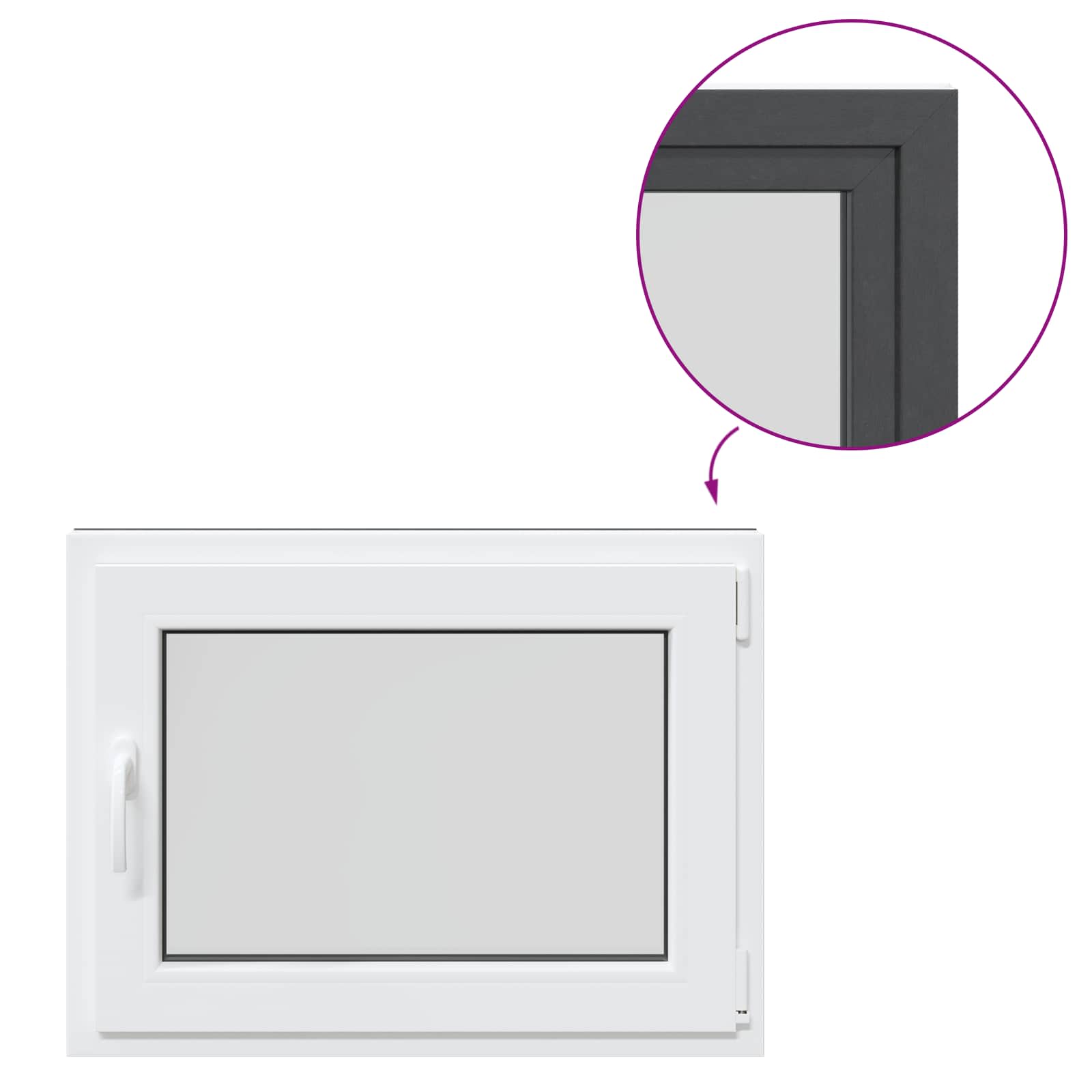 Pinceablak risor antracit 80 x 50 cm pvc és üveg