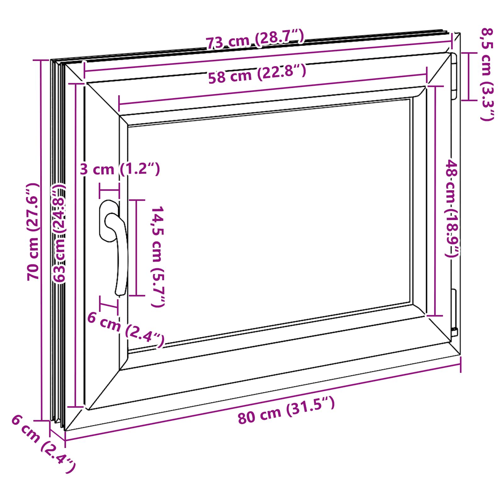 Pinceablak risor antracit 80 x 60 cm pvc és üveg