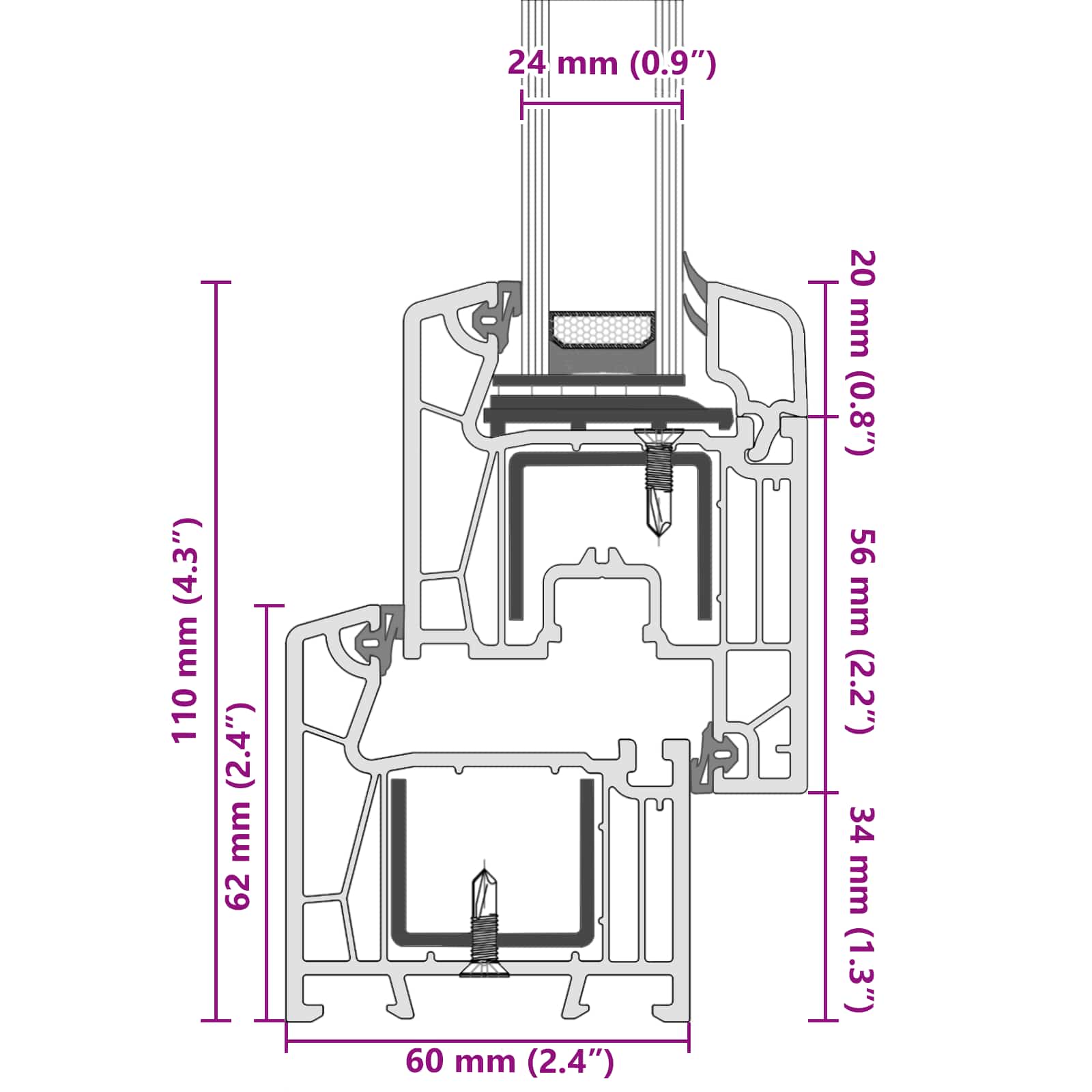 Pinceablak risor antracit 110 x 60 cm pvc és üveg