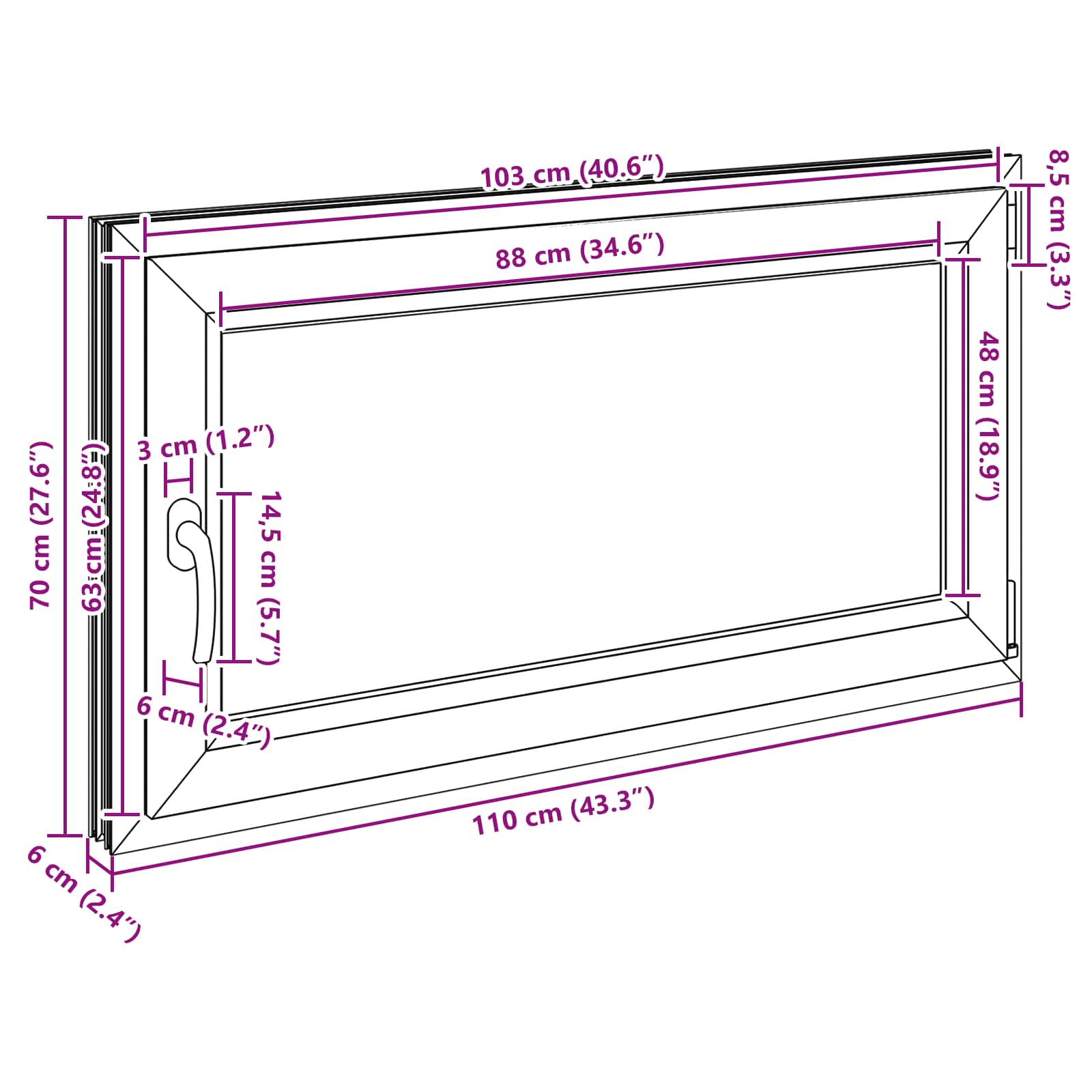 Pinceablak risor antracit 110 x 70 cm pvc és üveg