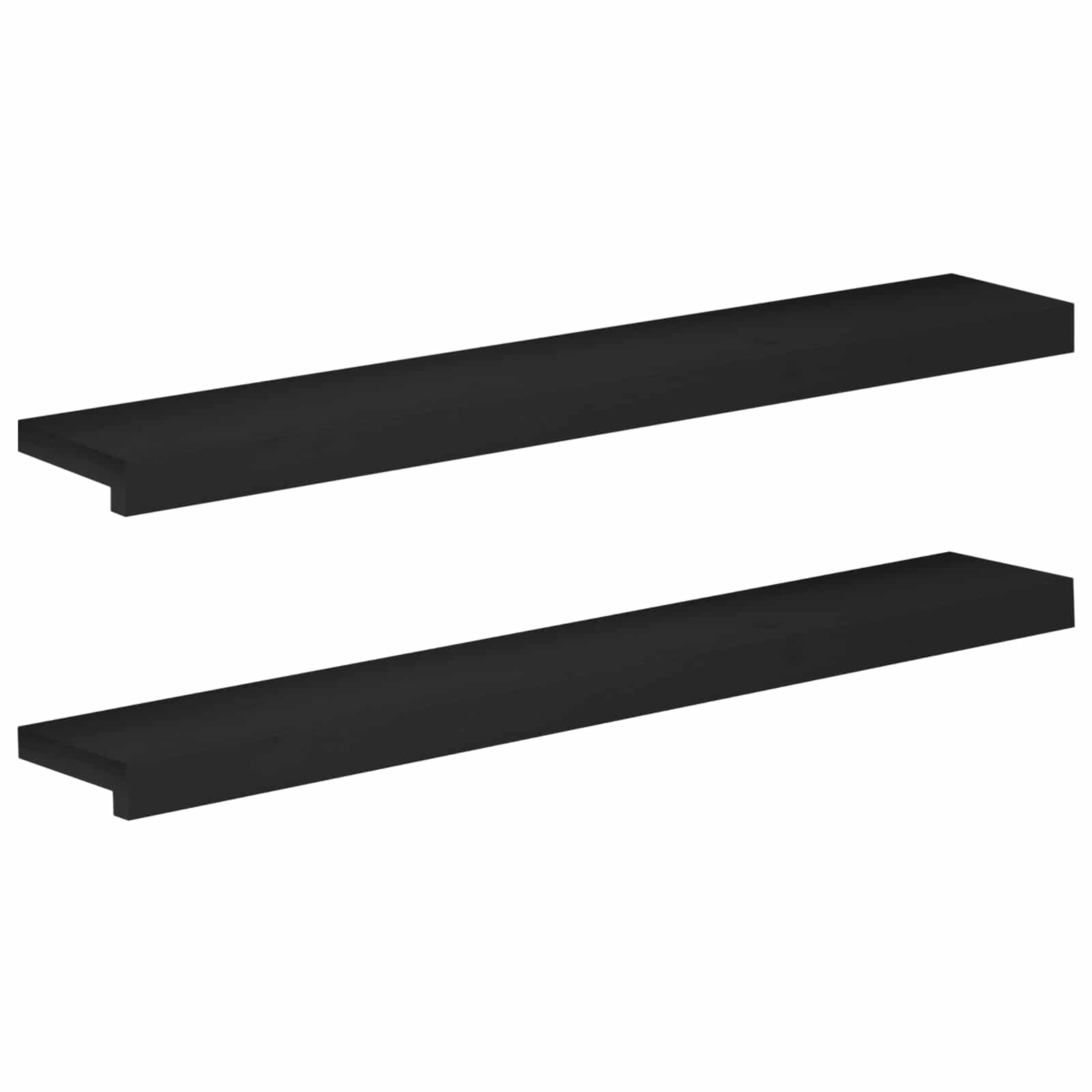 Ablakpárkányok 2 db fekete 100 x 20 x 2 cm tömör bükkfa