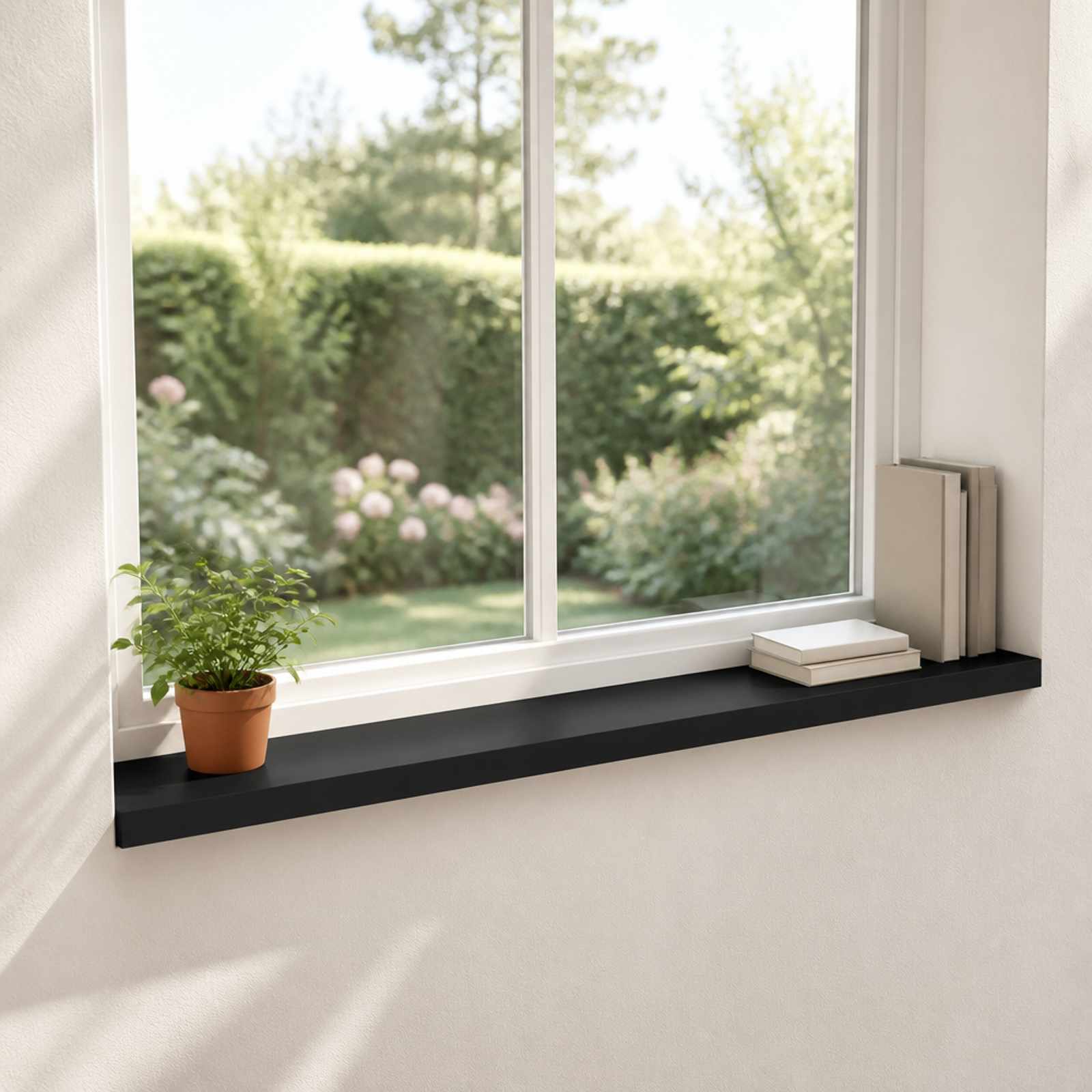 Ablakpárkányok 2 db fekete 120 x 20 x 2 cm tömör bükkfa