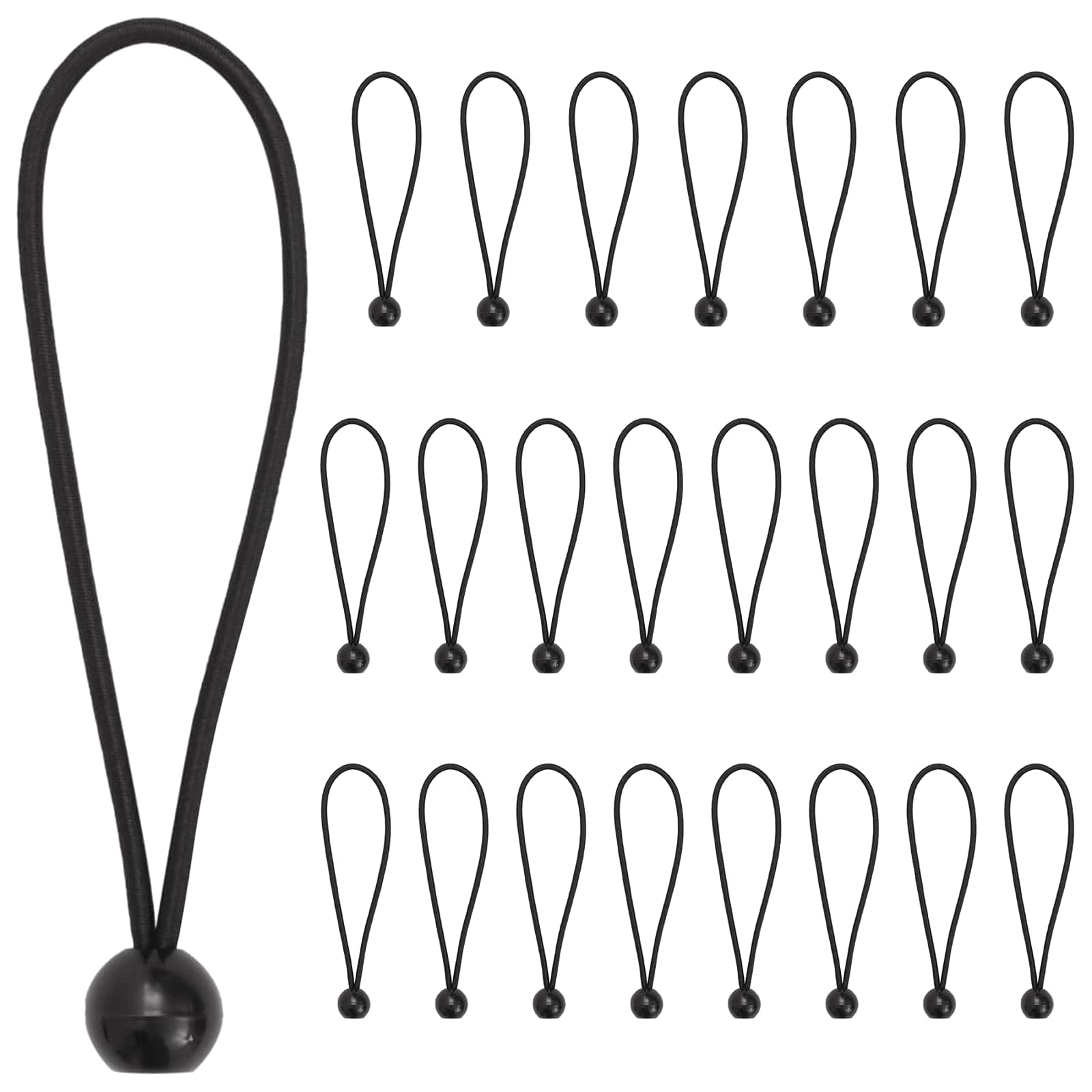 Rugós kötél golyókkal 24 db fekete 4 mm x 22 cm polipropilén