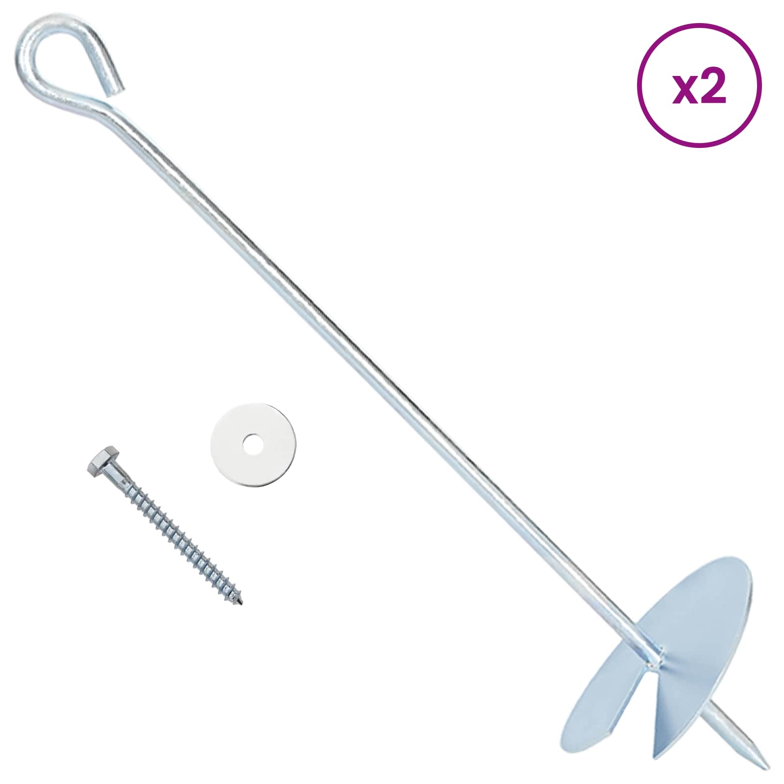 Földi horgony 4 pcs ezüst ø10 x 40 cm galvanizált fém