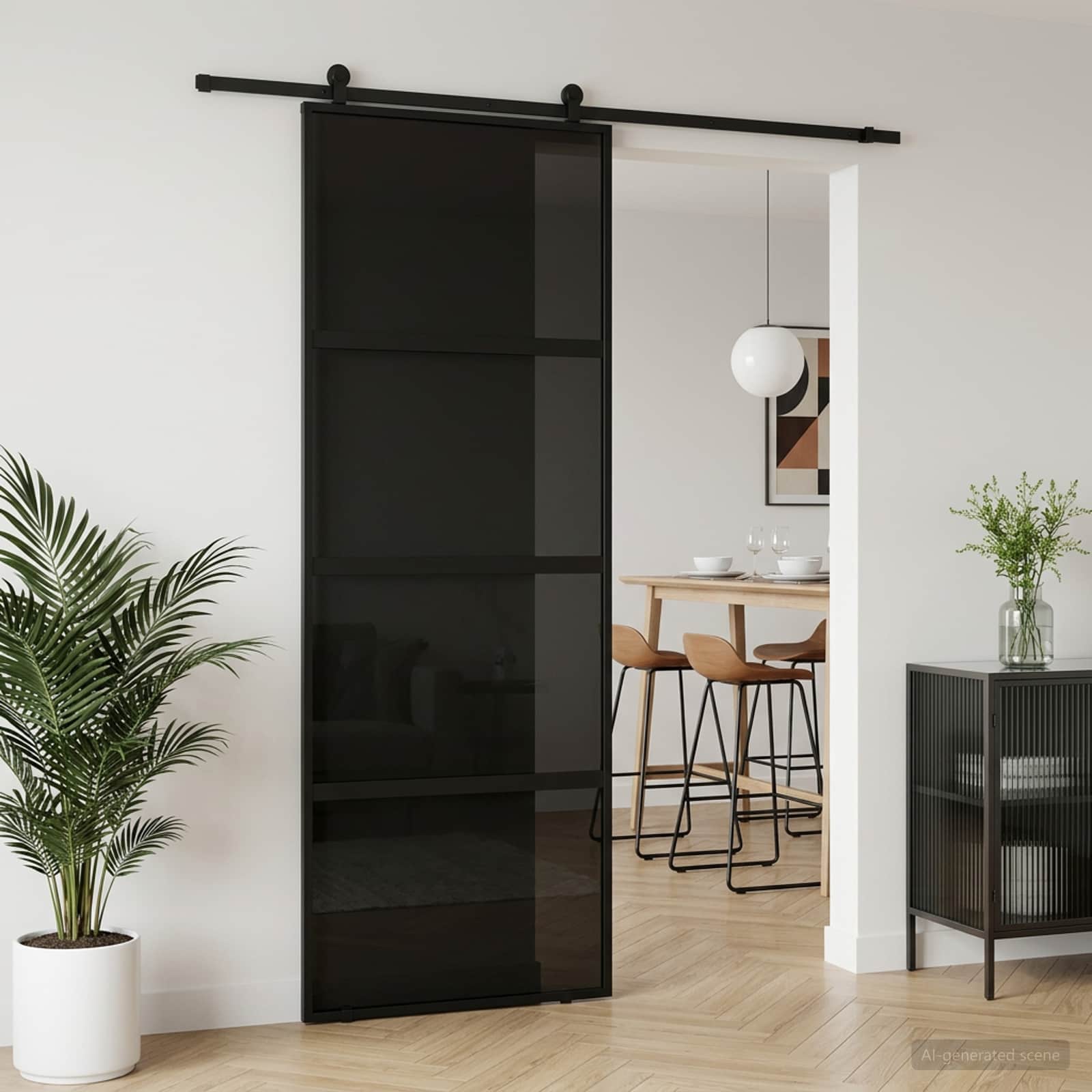 Csúszó ajtó 76 x 205 cm edzett üveg és alumínium
