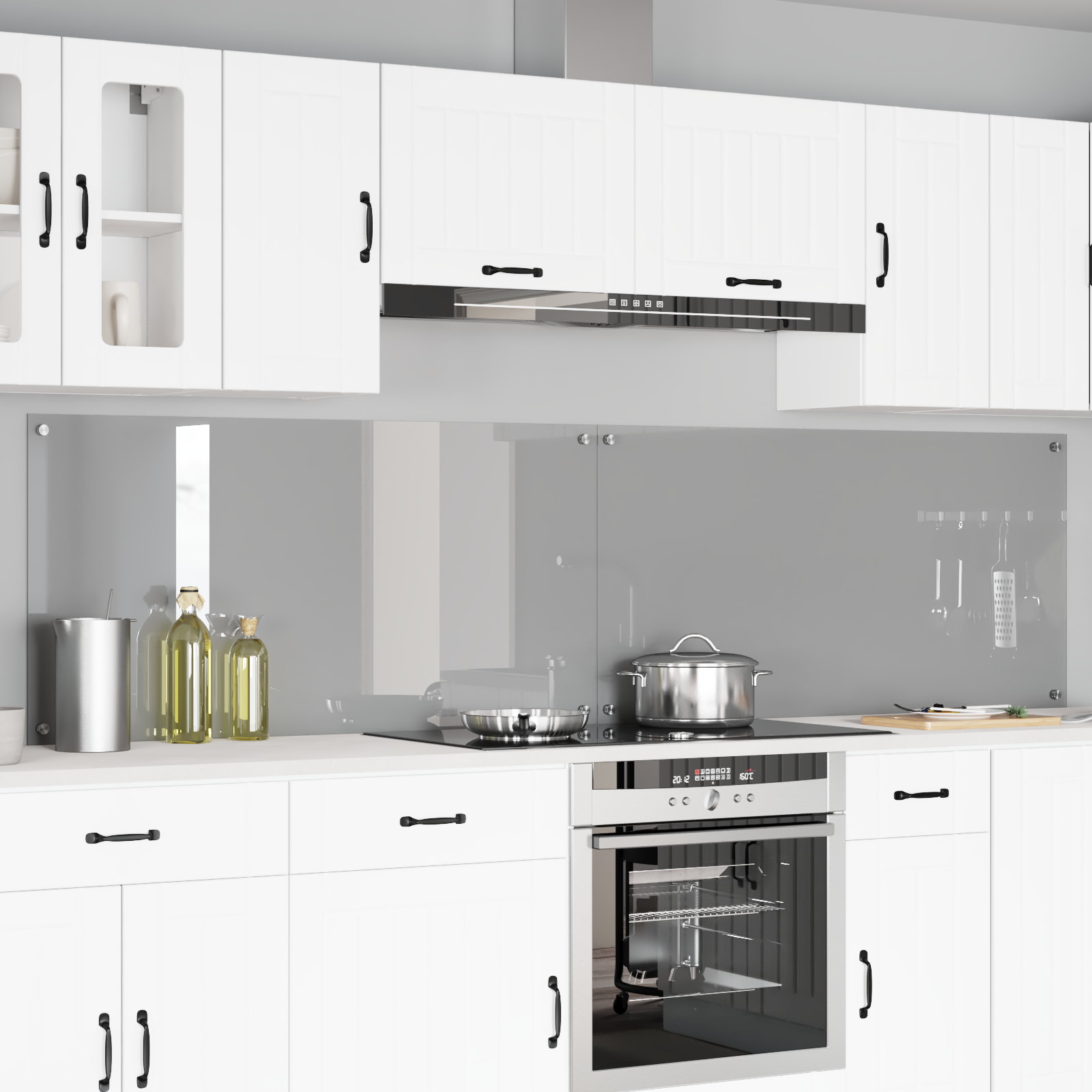Konyhai hátfal 2 pcs világosszürke 120 x 60 cm edzett üveg