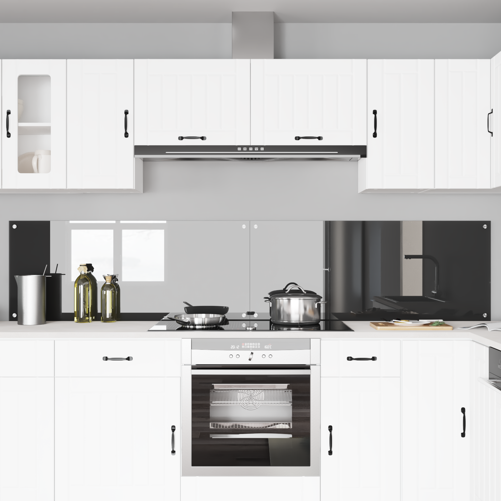 Konyhai hátfal 2 pcs sötétszürke 120 x 50 cm edzett üveg